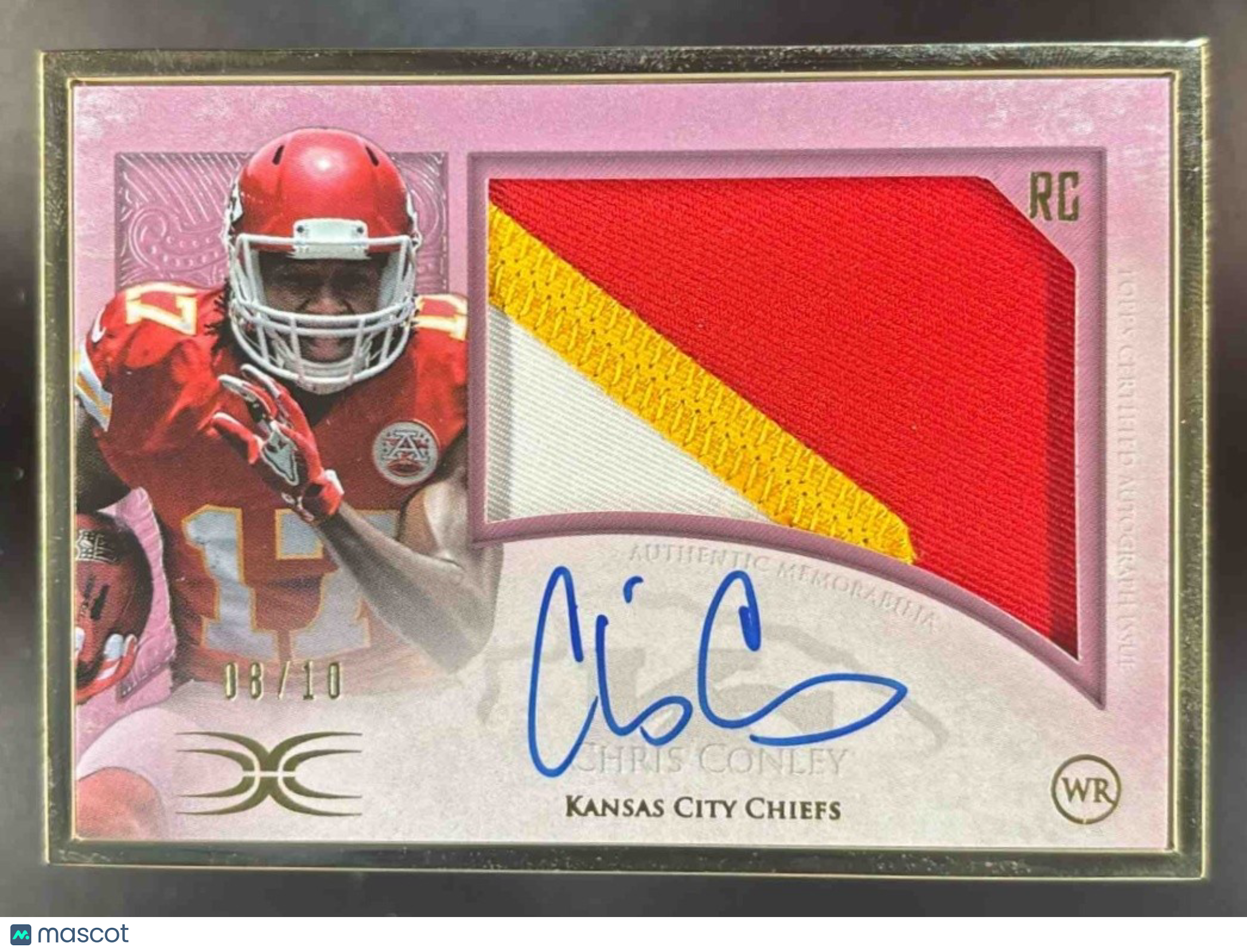 2015 Topp Definitive Collection Chris Conley Framed Rookie Auto Patch /10 Chiefs - Sports Cards