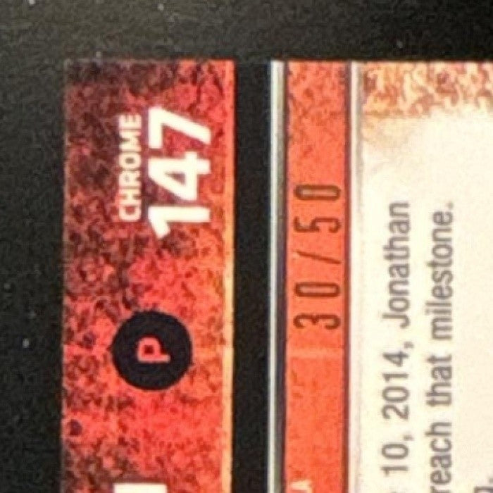 2015 Topps Chrome Jonathan Papelbon Gold Refractor /50 #147 Phillies - Sports Cards