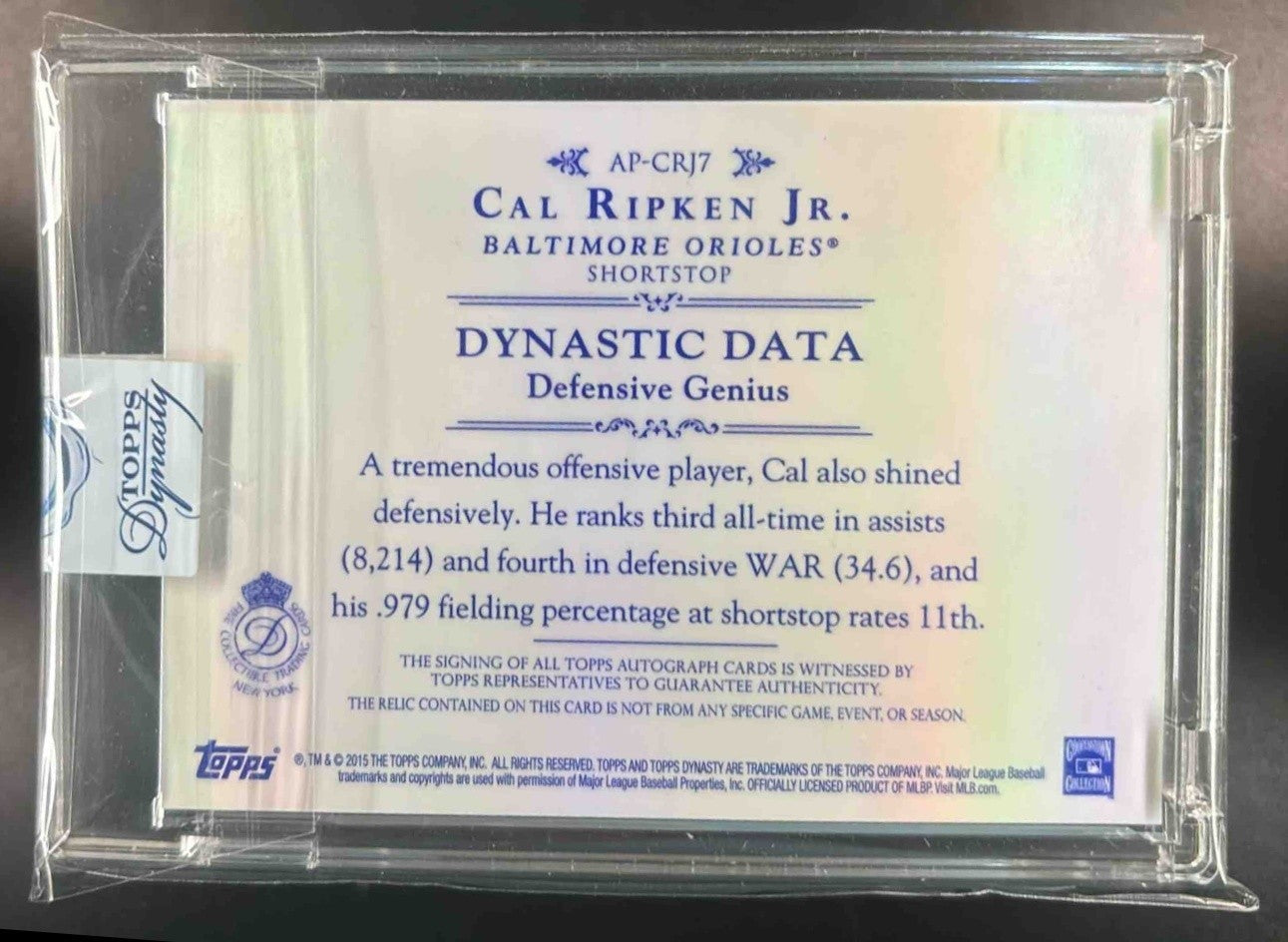 2015 Topps Dynasty Cal Ripken Jr. Auto Patches 7/10 #AP-CRJ7 Baltimore Orioles - Sports Cards