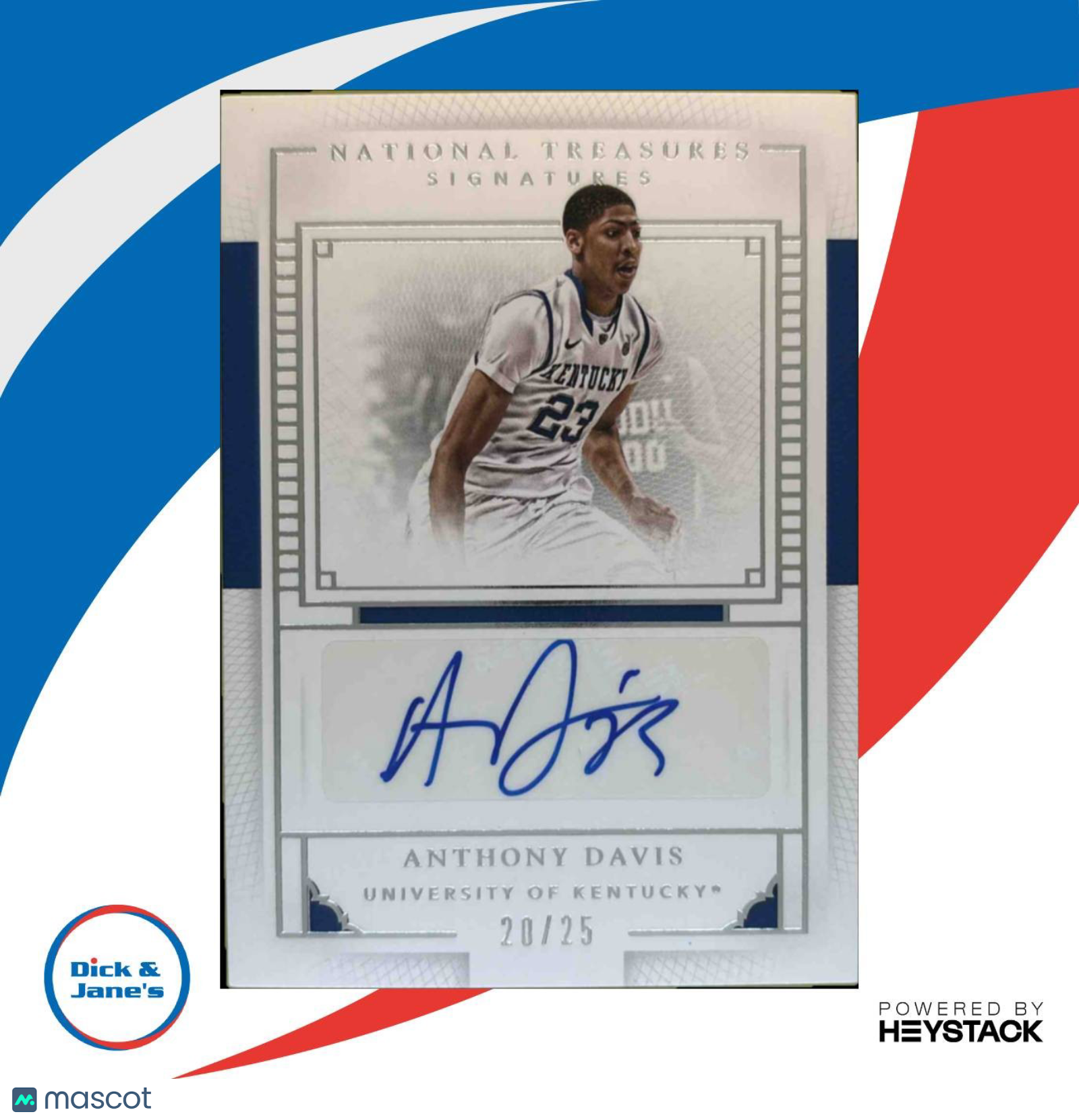 2016-17 National Treasures College Anthony Davis 20/25 63 Auto Kentucky Wildcats - Sports Cards