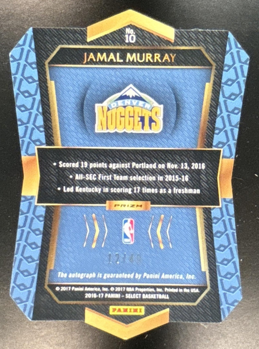 2016-17 Panini Select Jamal Murray Die Cut Rookie Auto Scope /49 #10 RC Nuggets - Sports Cards