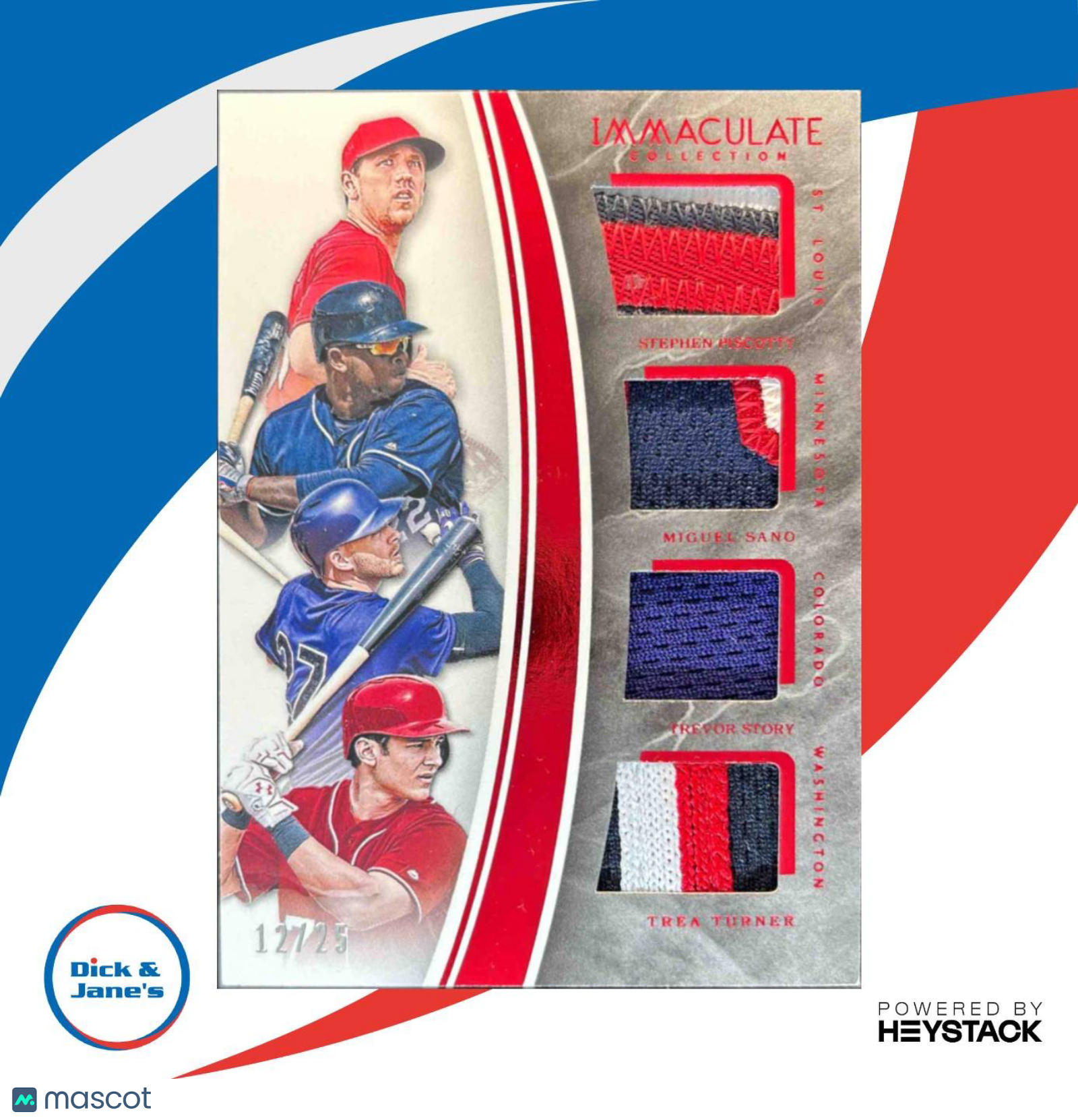 2016 Immaculate Collection Trea Turner Story M Sano Piscotty Quad Red Relic/25 - Sports Cards