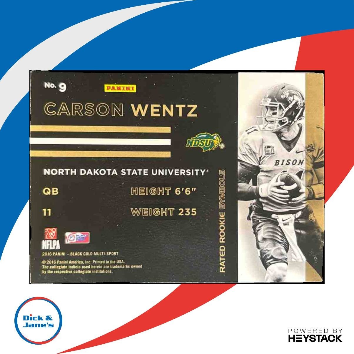 2016 Panini Black Gold Collegiate Carson Wentz Rated Rookie Symbols /199 #9 RC - Sports Cards