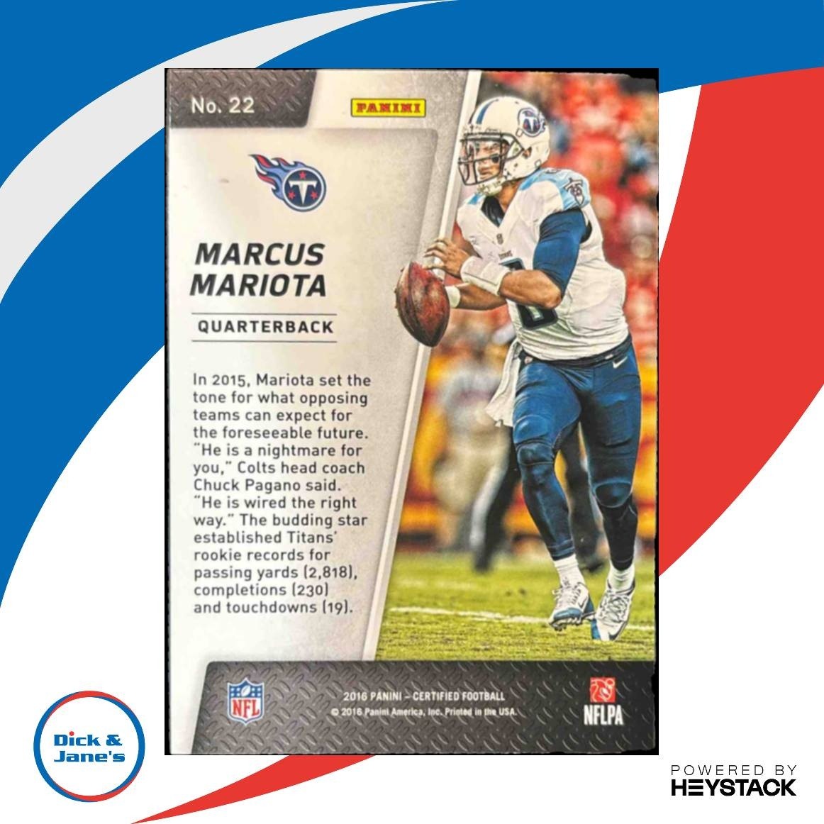 2016 Panini Certified Marcus Mariota Sunday Mirror Purple /10 Tennessee Titans - Sports Cards