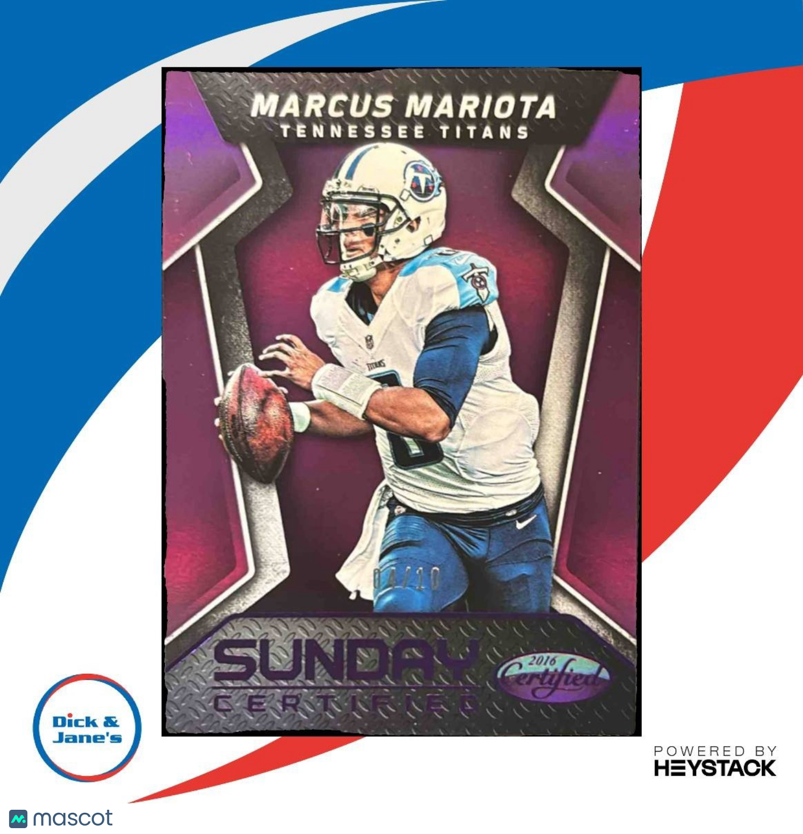2016 Panini Certified Marcus Mariota Sunday Mirror Purple /10 Tennessee Titans - Sports Cards