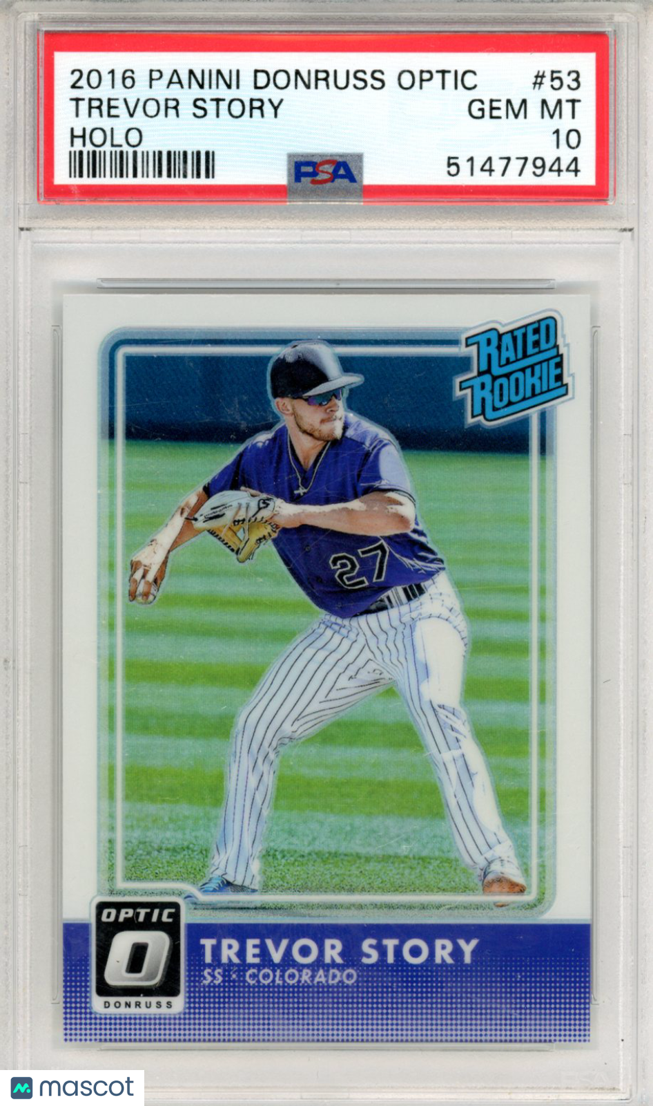 2016 Panini Donruss Optic Trevor Story Holo #53 PSA 10 - Graded Sports Cards