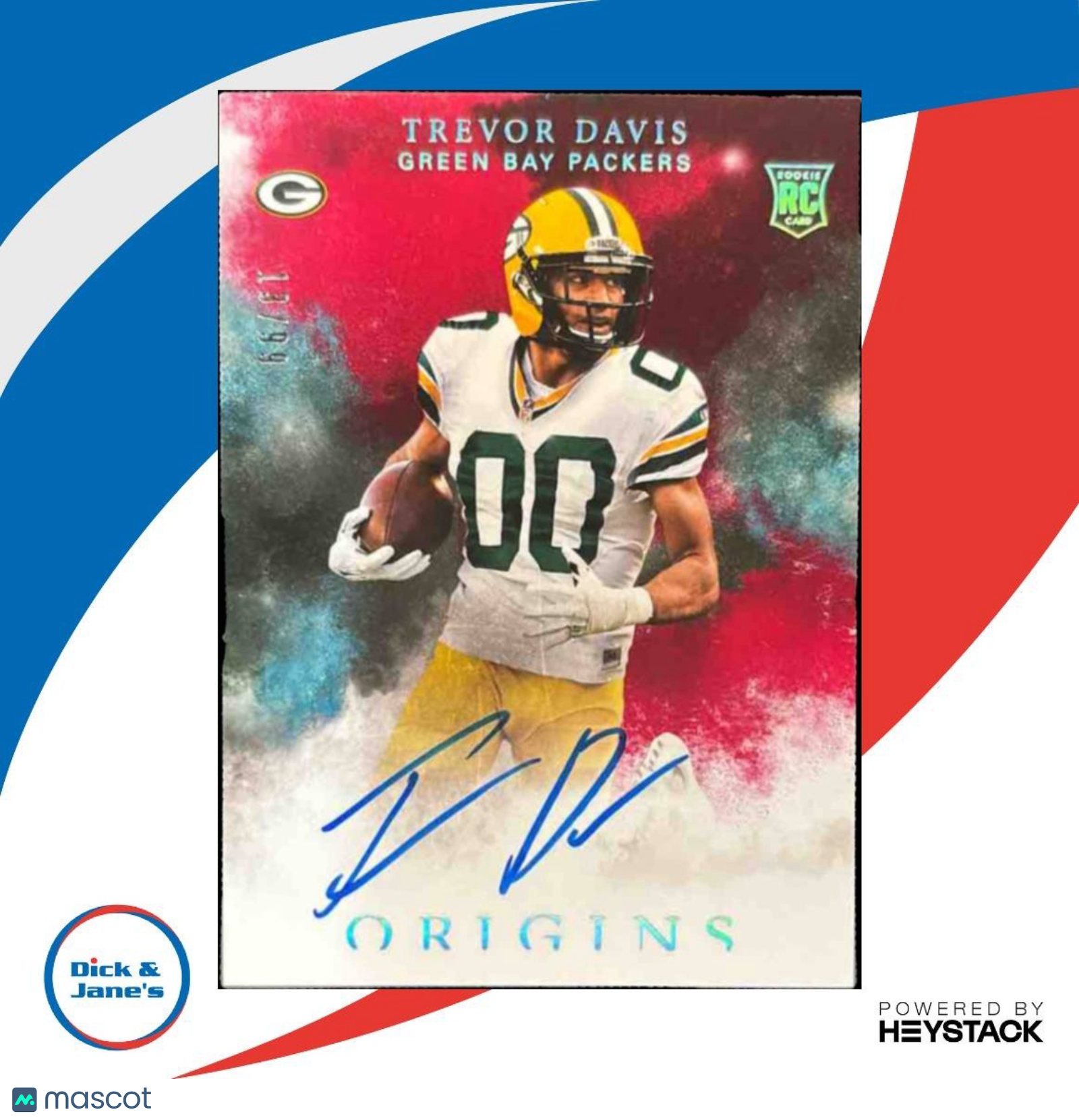 2016 Panini Origins Trevor Davis Red 13/99 #133 RC Auto Green Bay Packers - Sports Cards