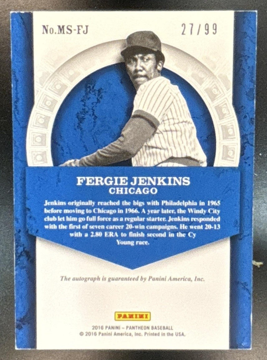 2016 Panini Pantheon Fergie Jenkins Milestone Scripts /99 Auto Chicago Cubs - Sports Cards