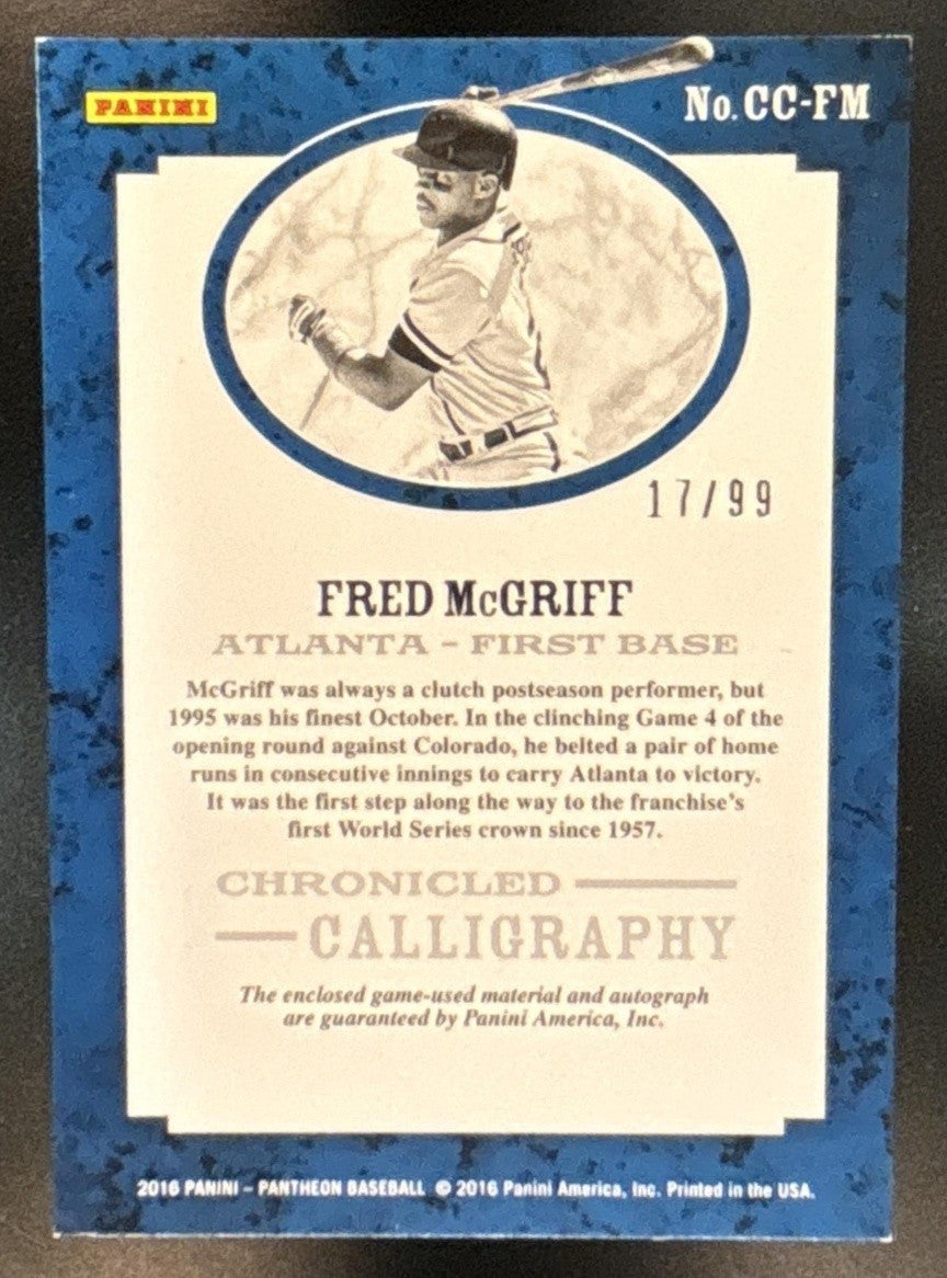 2016 Panini Pantheon Fred McGriff Chronicled Calligraphy Patch Auto /99 Braves - Sports Cards