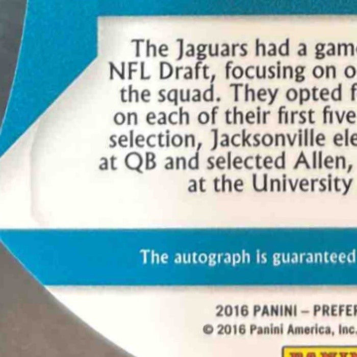 2016 Panini Preferred Brandon Allen Blue /49 #273 RC Auto Jacksonville Jaguars - Sports Cards