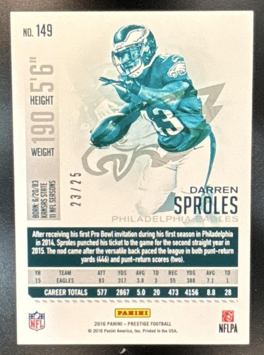 2016 Panini Prestige Darren Sproles Xtra Points /25 #149 Philadelphia Eagles - Sports Cards