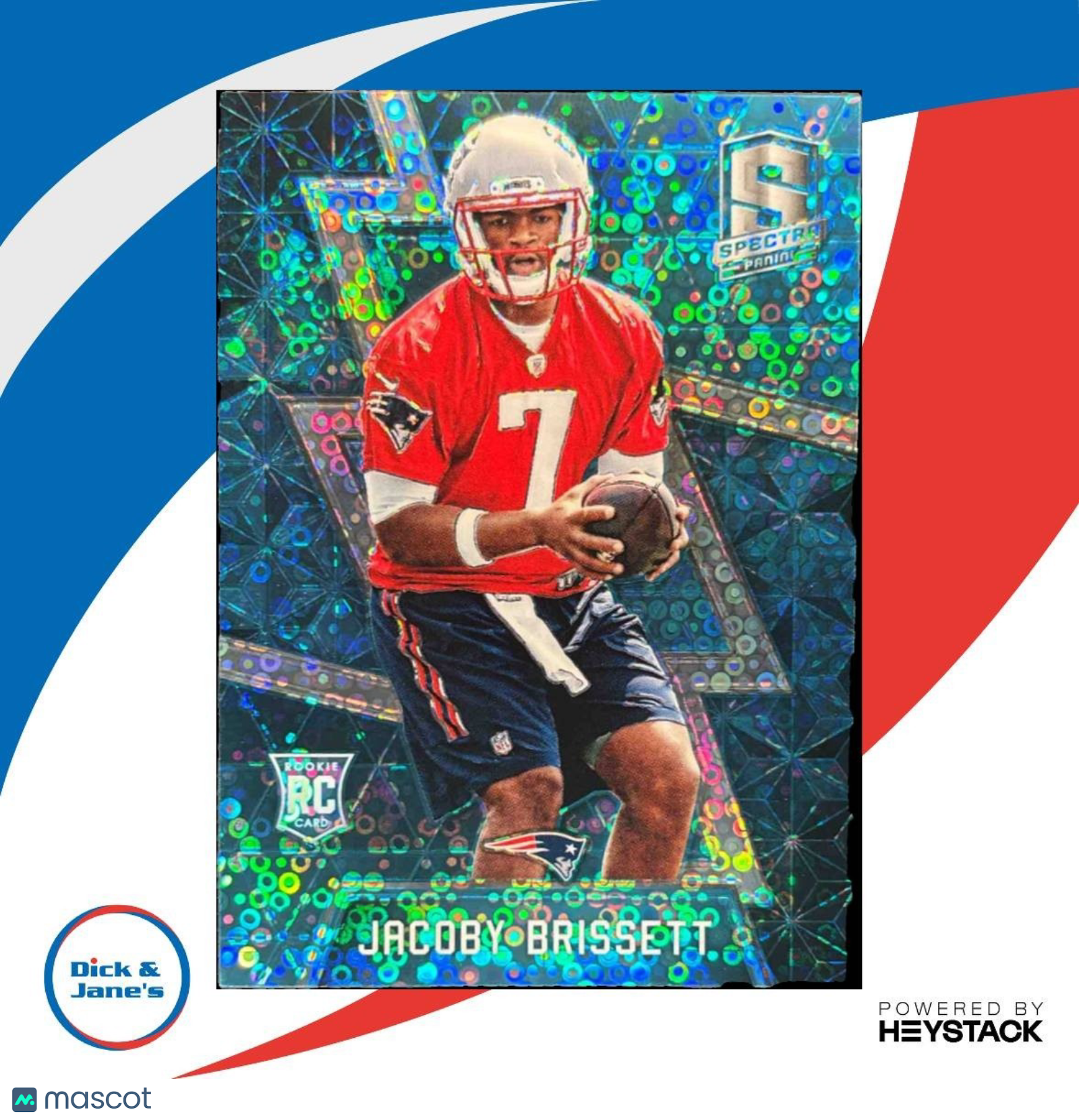 2016 Panini Spectra Jacoby Brissett Neon Blue 6/60 #122 RC New England Patriots - Sports Cards