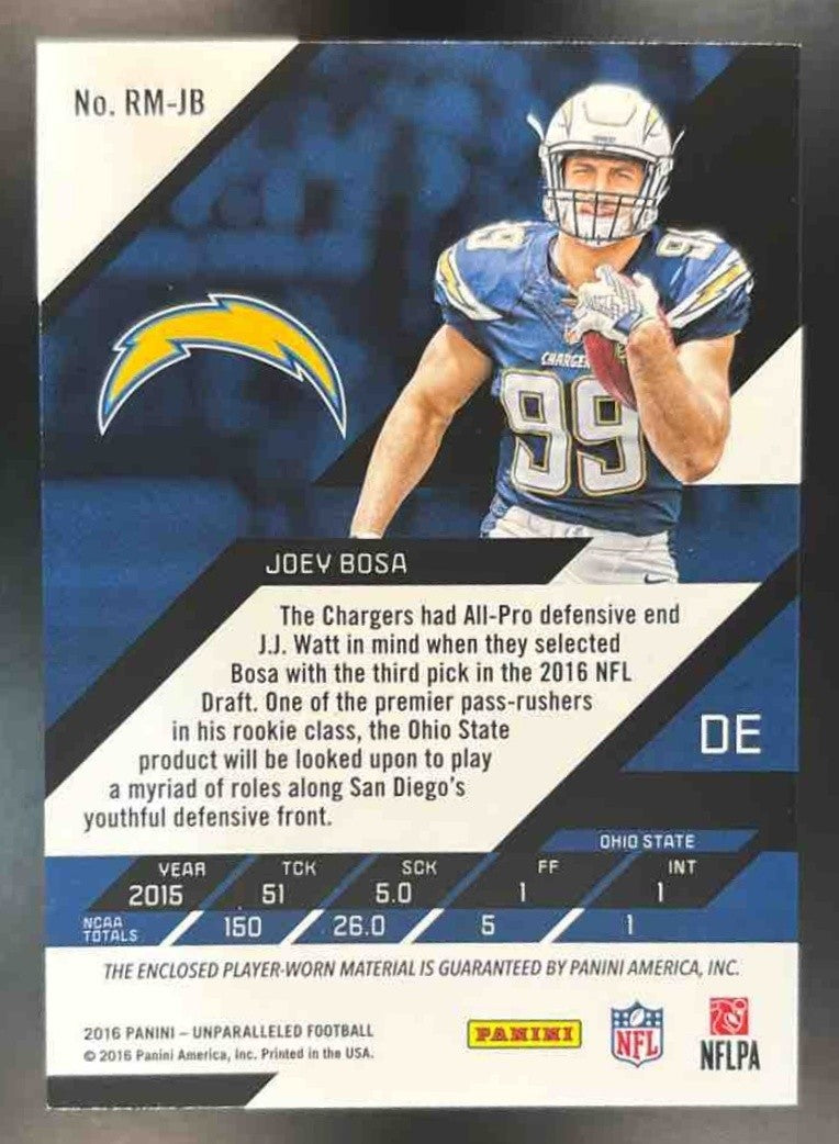 2016 Panini Unparalleled Joey Bosa RPS Dual Patch /199 RC San Diego Chargers - Sports Cards