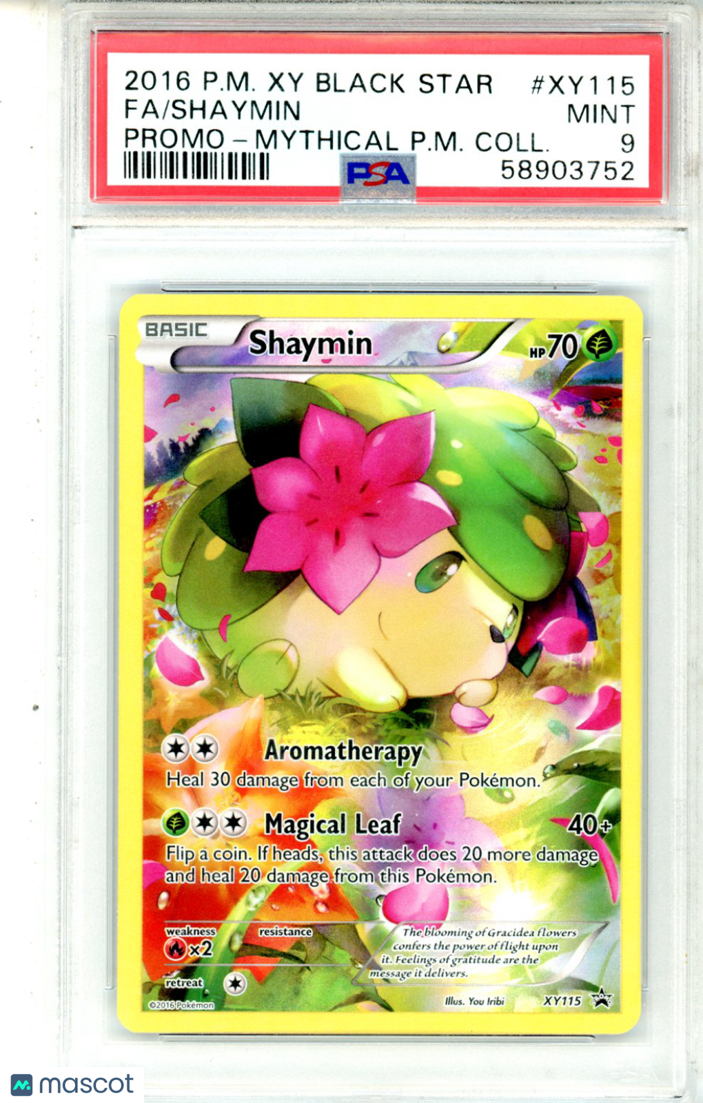 2016 Pokemon XY Black Star Promo Shaymin #XY115 FA Mythical P M Coll. PSA 9 MINT - Graded TCG/CCG