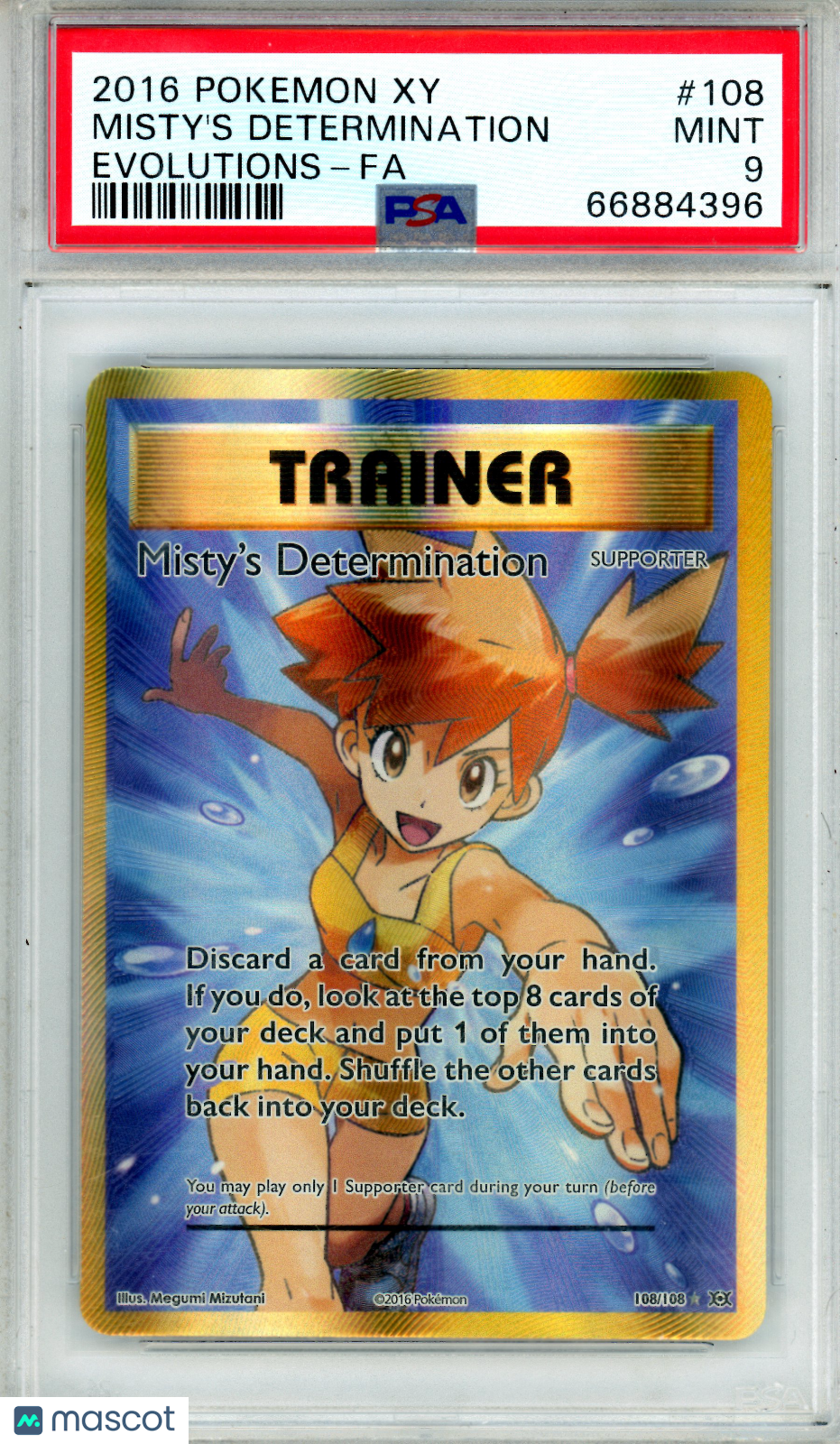 2016 Pokemon XY Evolutions Misty’s Determination #108 FA PSA 9 MINT - Graded TCG/CCG