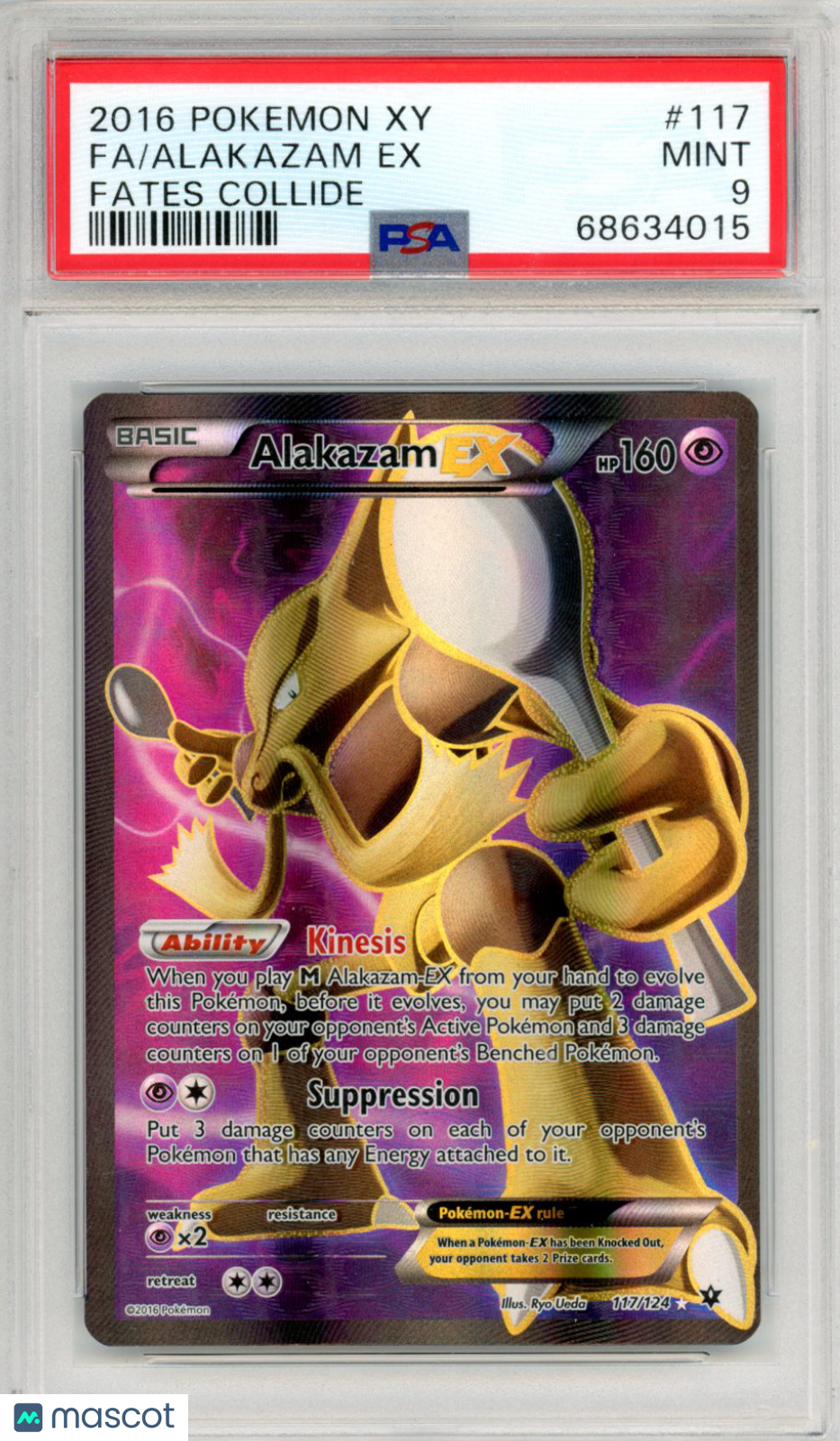 2016 Pokemon Xy Fates Collide Alakazam EX #117 Fa Fates Collide PSA 9 Graded TCG/CCG