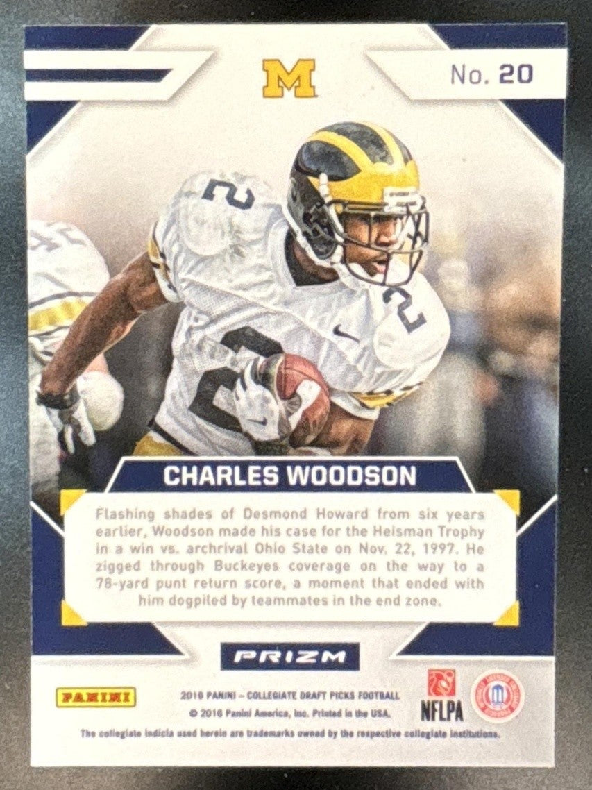 2016 Prizm Collegiate Draft Picks Charles Woodson Stained Glass #20 Michigan - Sports Cards