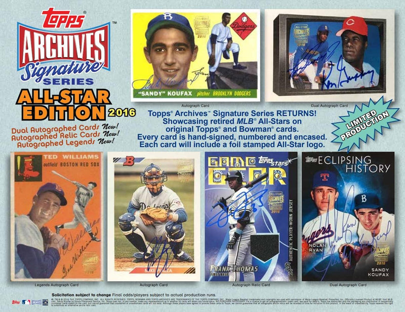 2016 Topps Archives Signatures Series Baseball Hobby Box