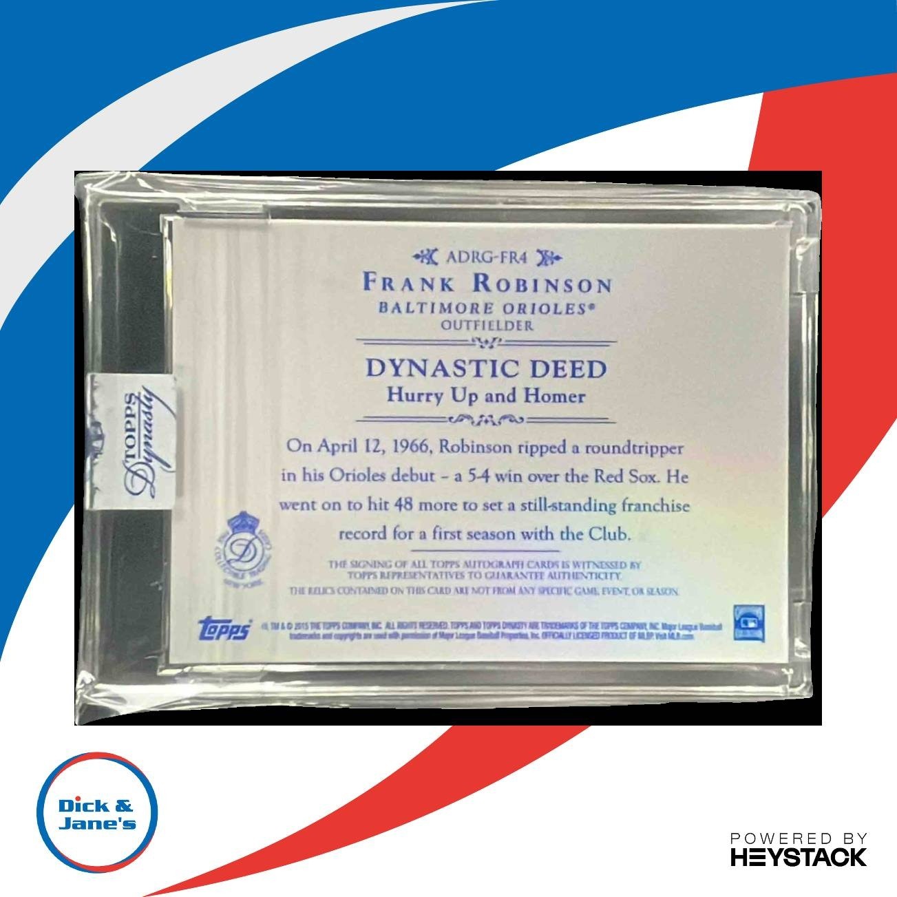 2016 Topps Dynasty Frank Robinson Auto Dual Relic Greats 3/5 #ADRG-FR4 Orioles - Sports Cards