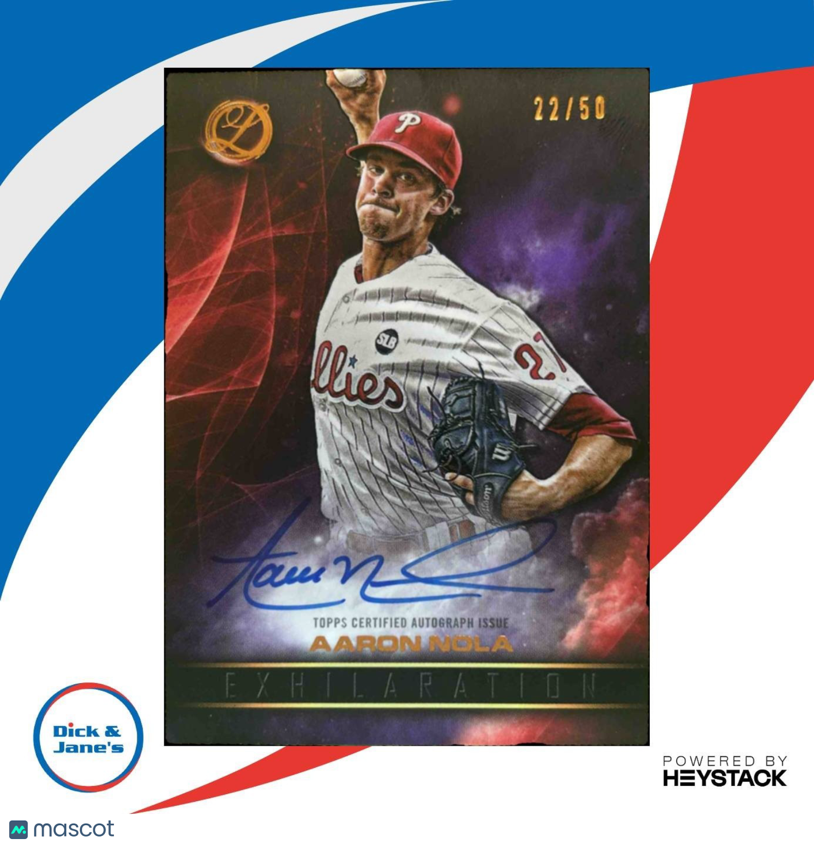 2016 Topps Legacies of Baseball Aaron Nola Exhilaration Auto /50 RC Phillies - Sports Cards