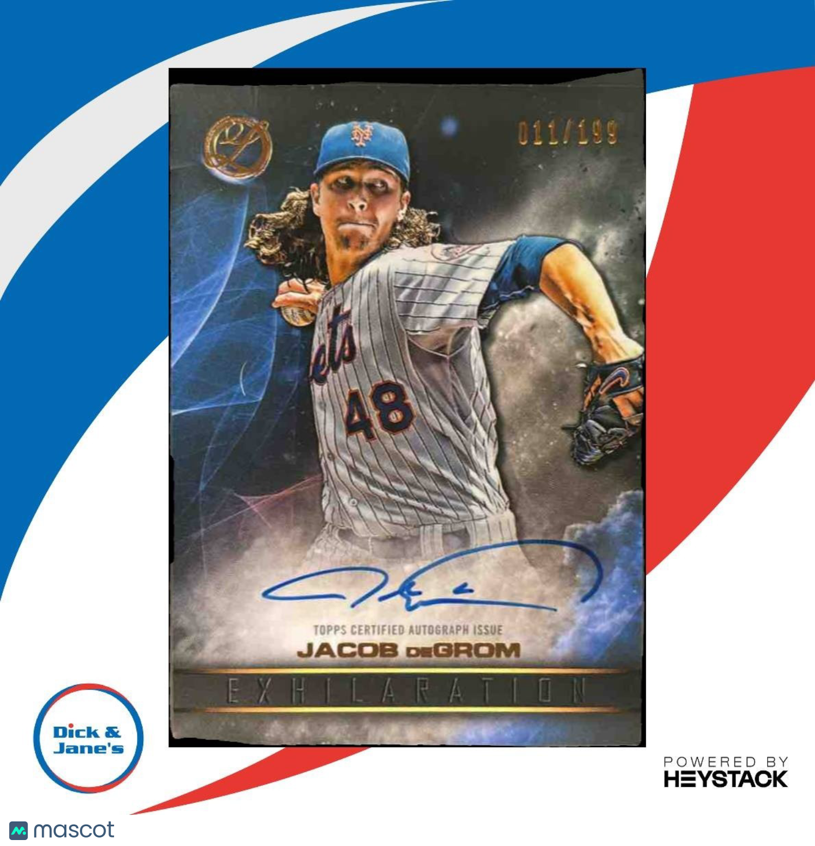 2016 Topps Legacies of Baseball Jacob deGrom Exhilaration Auto /199 New York Met - Sports Cards