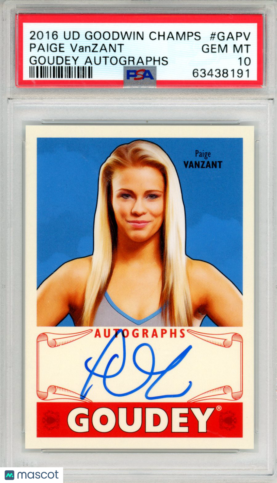 2016 Upper Deck Goodwin Champions Goudey Autographs Paige Vanzant #GAPV PSA 10 - Graded Sports Cards