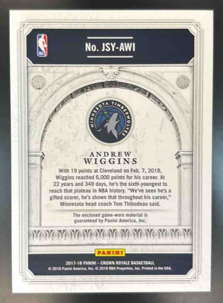 2017-18 Panini Crown Royale Jerseys Andrew Wiggins /249 Minnesota Timberwolves - Sports Cards