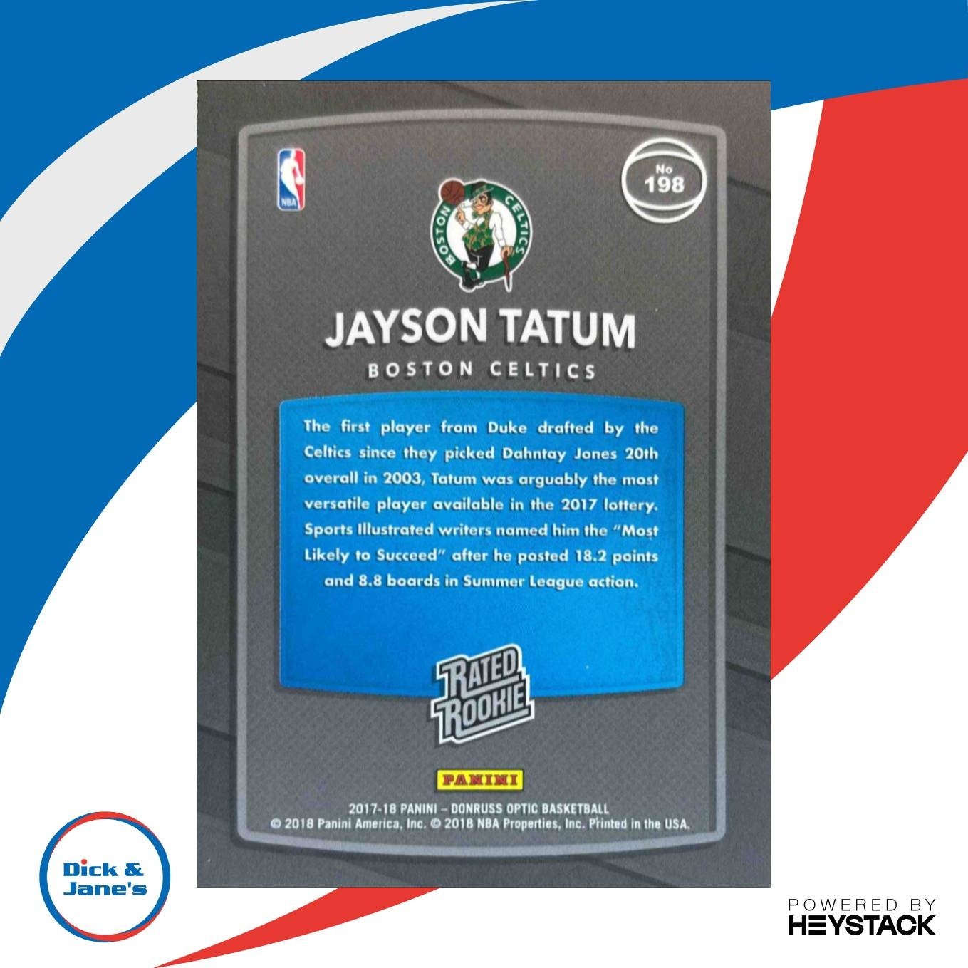 2017-18 Panini Donruss Optic Jayson Tatum #198 RC Boston Celtics - Sports Cards