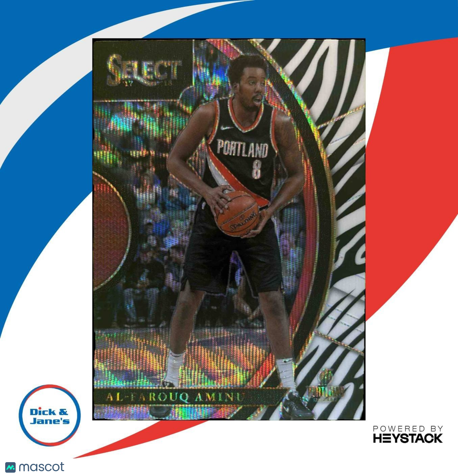 2017-18 Panini Select Al-Farouq Aminu Zebra Prizms #7 Portland Trail Blazers - Sports Cards