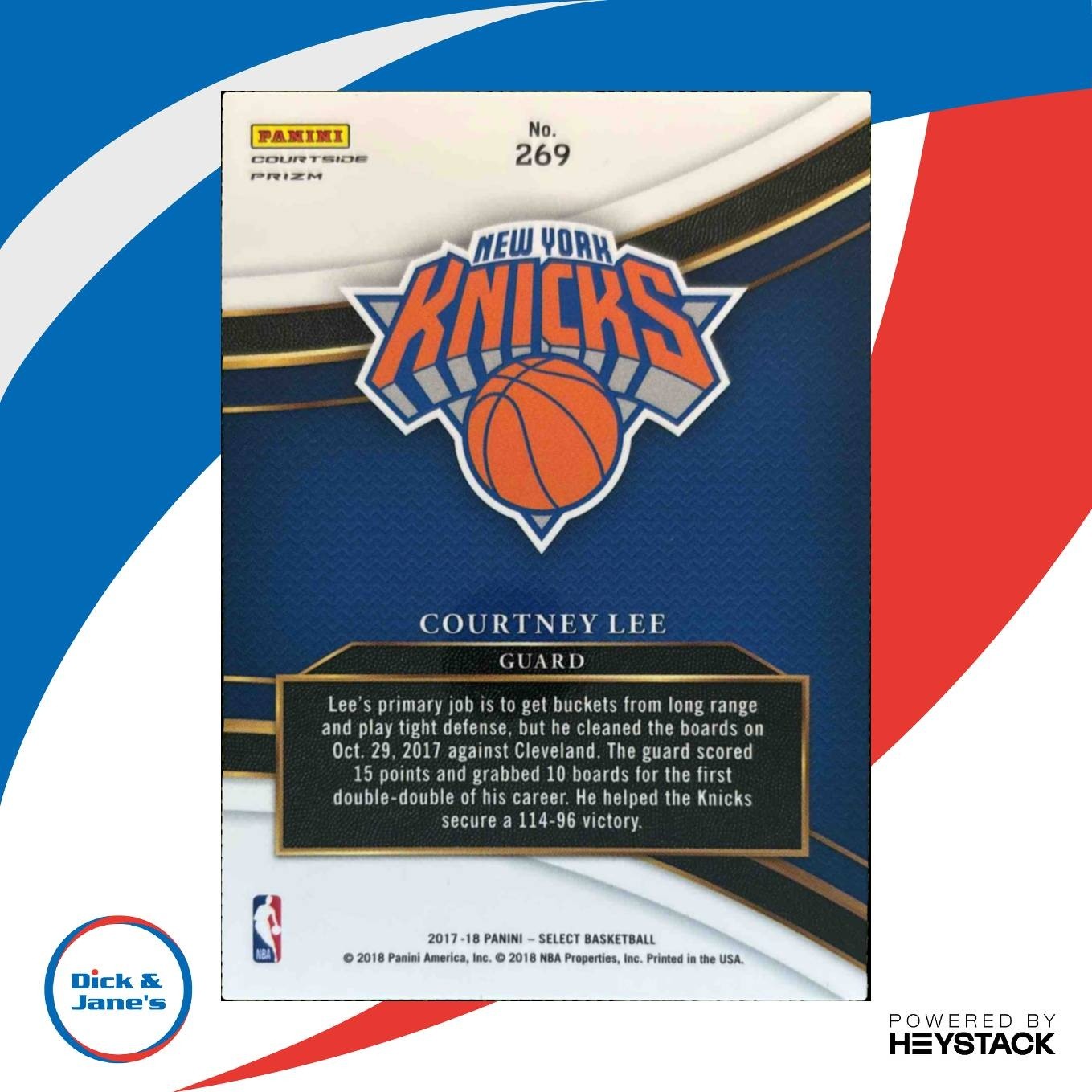 2017-18 Panini Select Courtney Lee Zebra Prizms #269 Courtside New York Knicks - Sports Cards