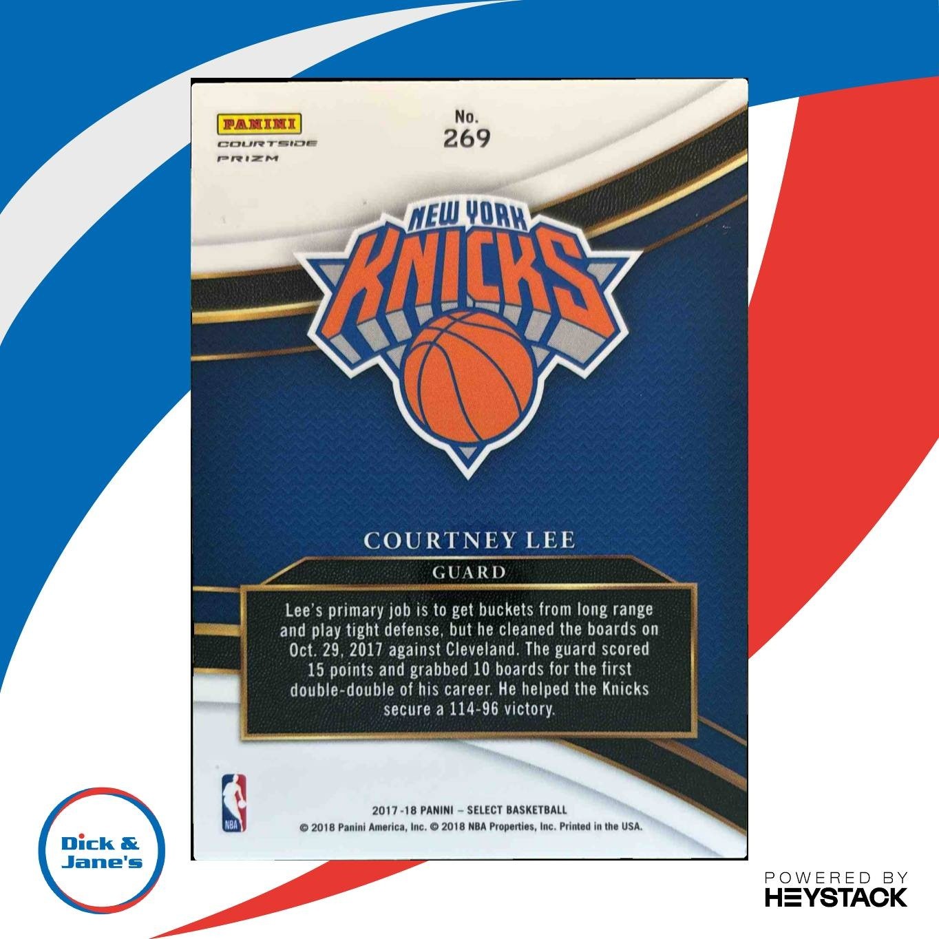 2017-18 Panini Select Courtney Lee Zebra Prizms #269 Courtside New York Knicks - Sports Cards