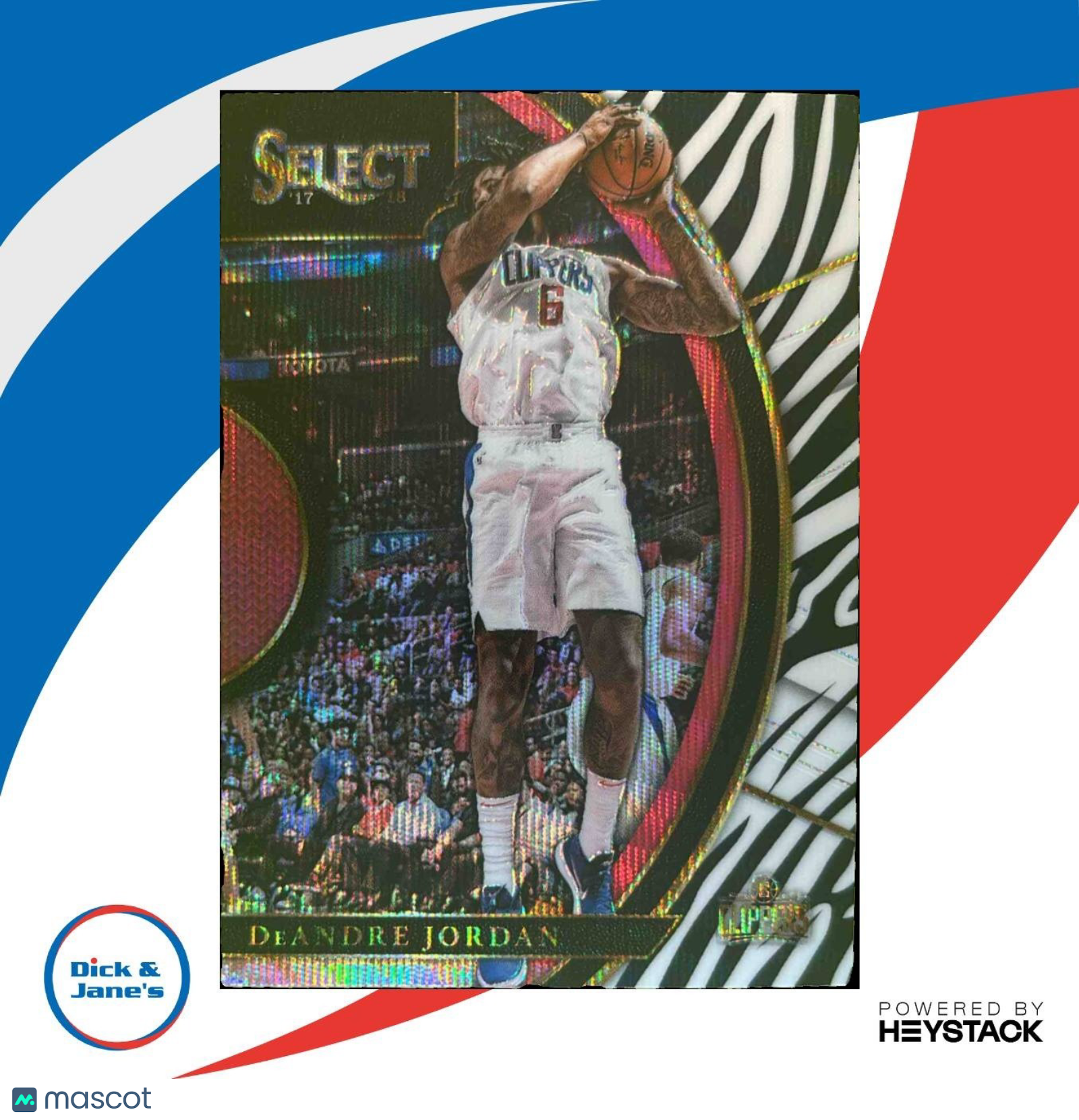 2017-18 Panini Select DeAndre Jordan Zebra Prizms #59 Los Angeles Clippers - Sports Cards