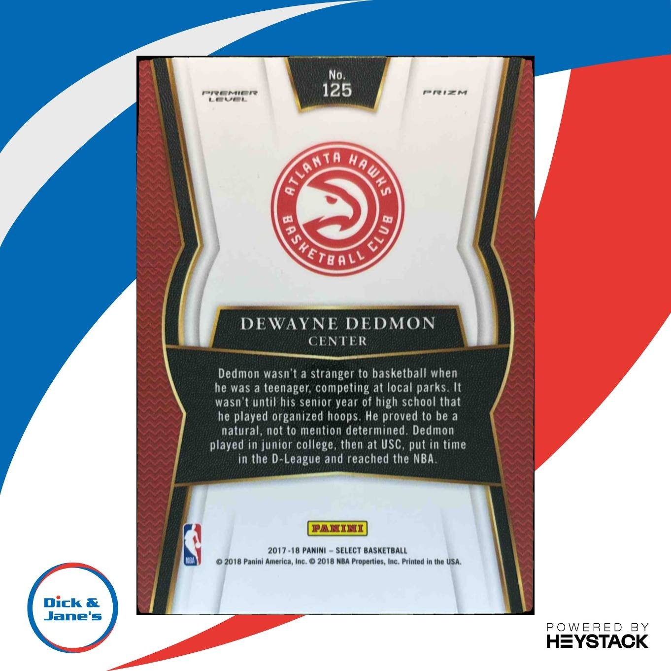 2017-18 Panini Select Dewayne Dedmon Zebra Prizms #125 Atlanta Hawks - Sports Cards