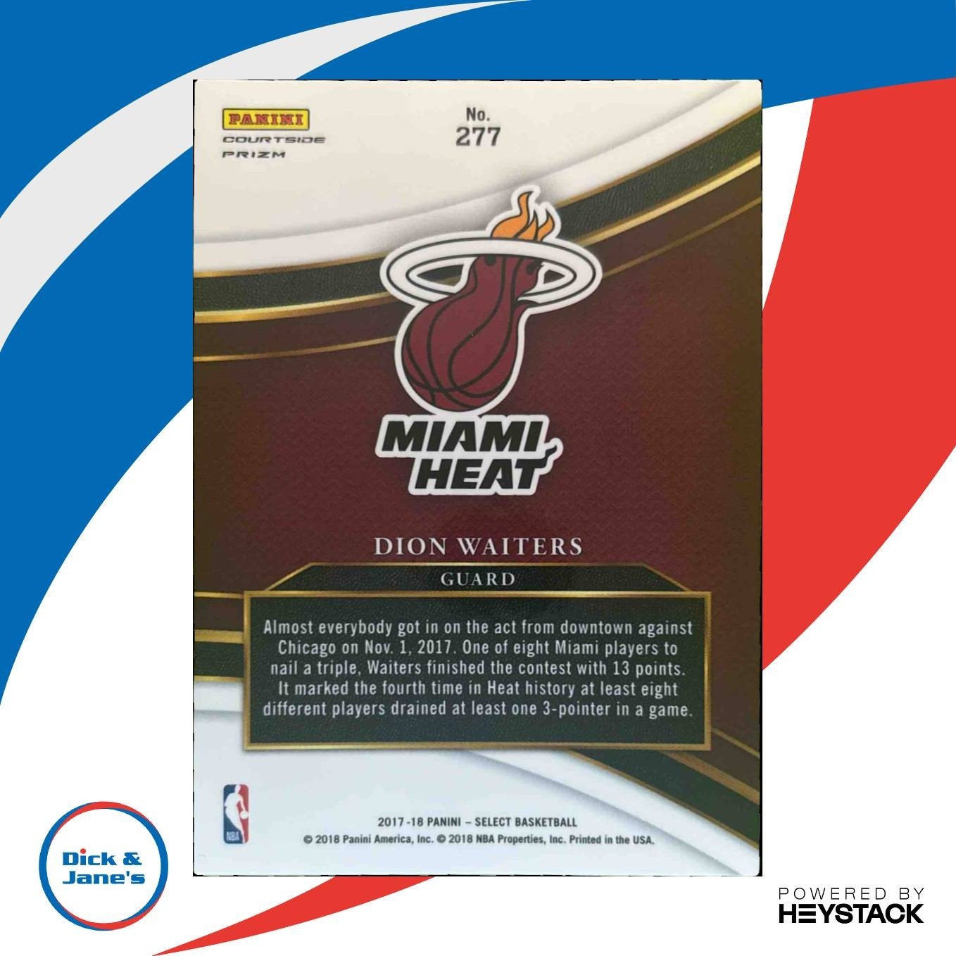 2017-18 Panini Select Dion Waiters Zebra Prizms #277 Courtside Miami Heat - Sports Cards