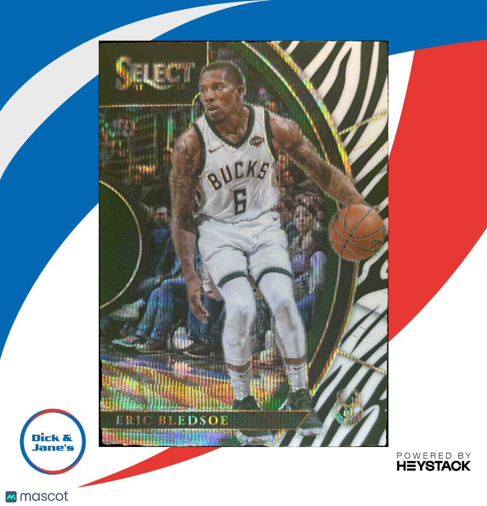 2017-18 Panini Select Eric Bledsoe Zebra Prizms #51 Concourse Milwaukee Bucks - Sports Cards