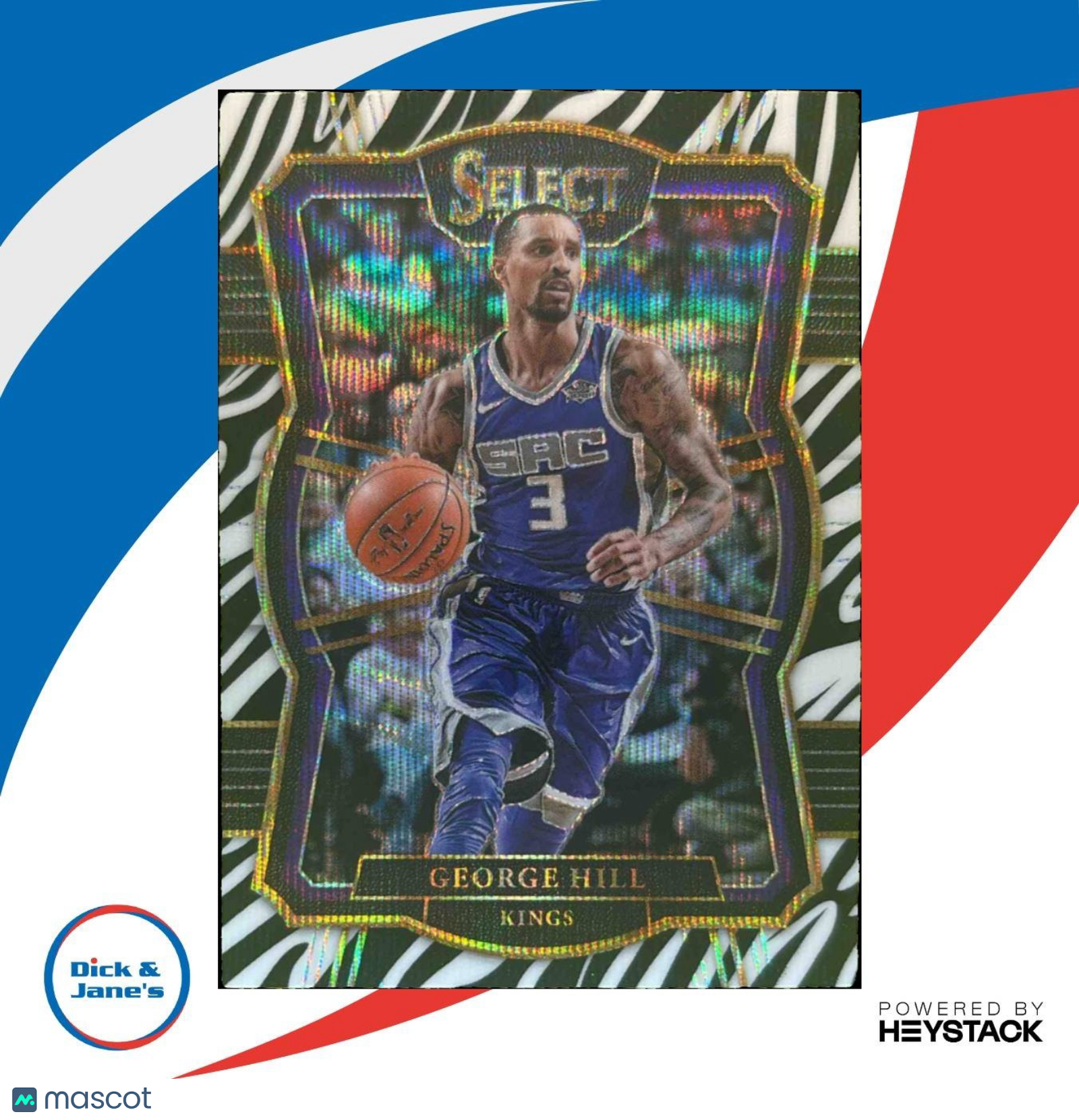 2017-18 Panini Select George Hill Zebra Prizms #127 Sacramento Kings - Sports Cards