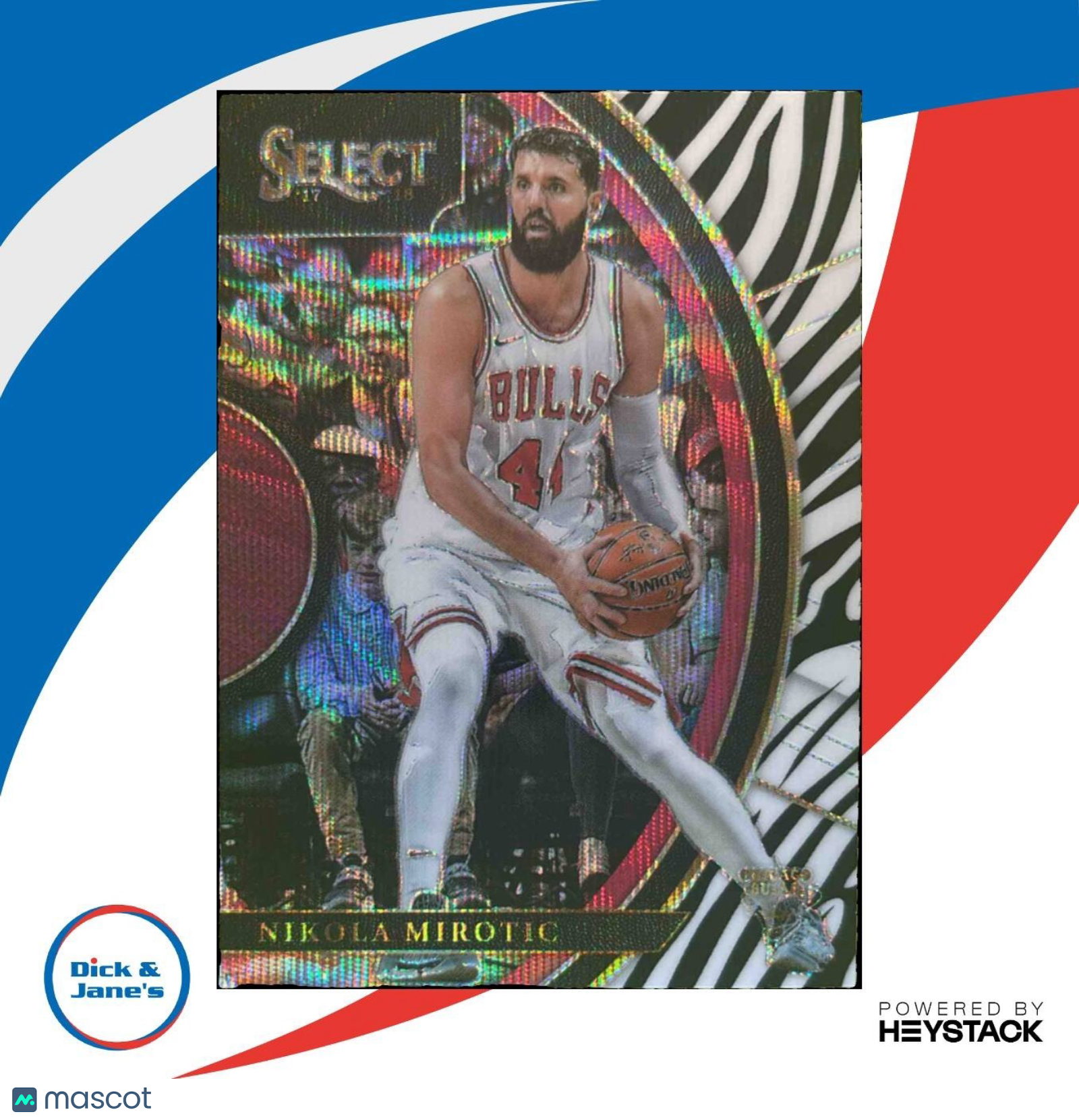2017-18 Panini Select Nikola Mirotic Zebra Prizms #40 Concourse Chicago Bulls - Sports Cards