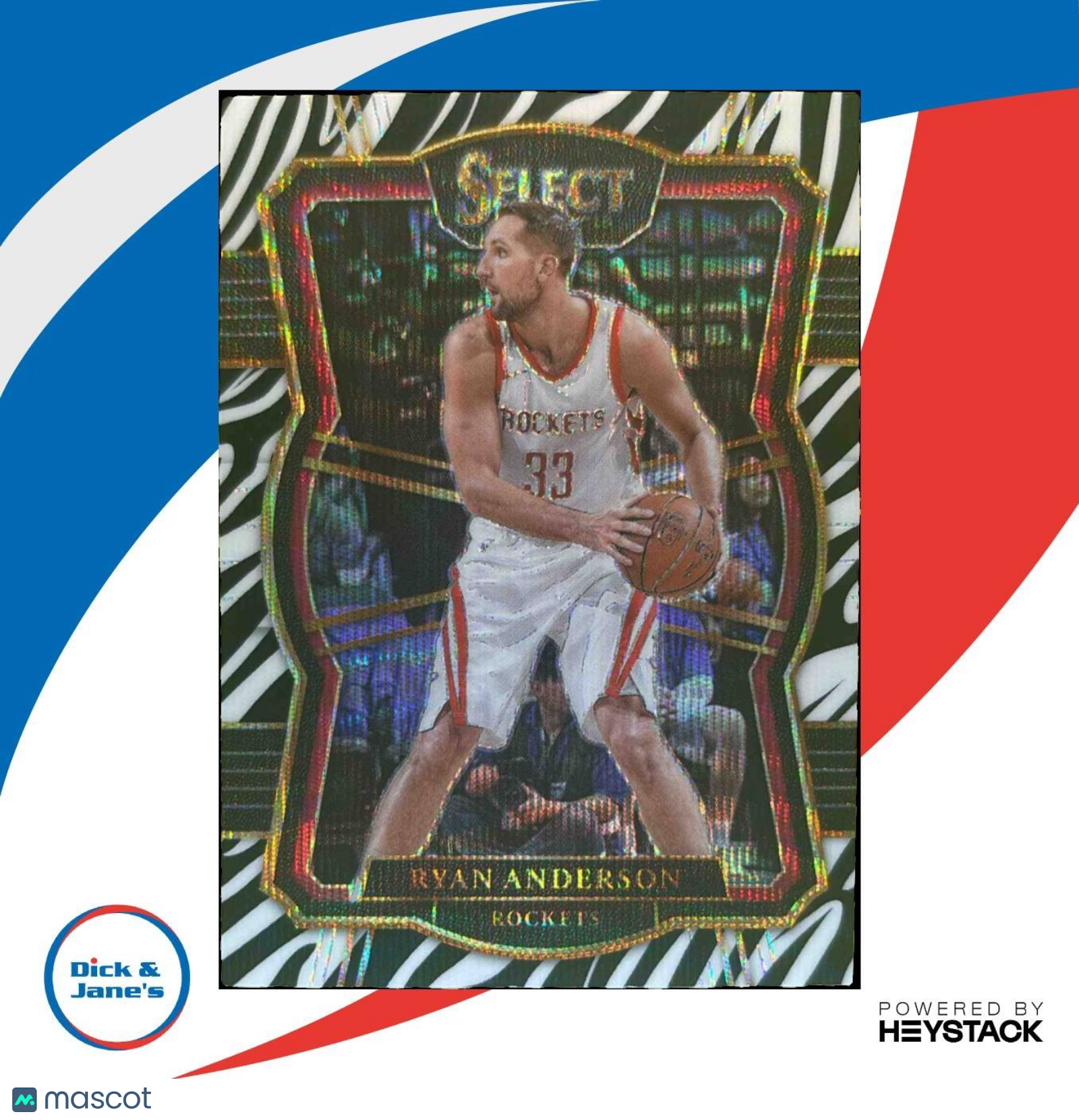 2017-18 Panini Select Ryan Anderson Zebra Prizms #184 Houston Rockets - Sports Cards
