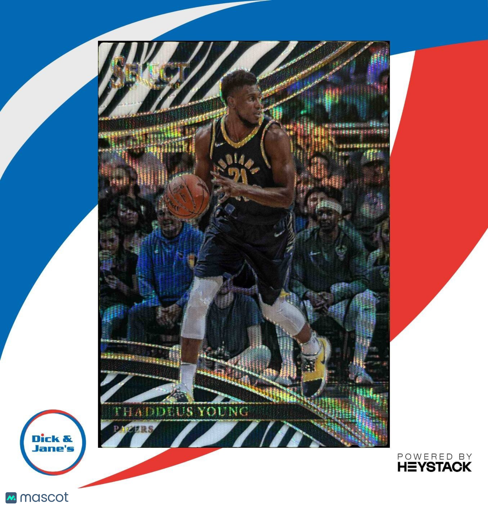 2017-18 Panini Select Thaddeus Young Zebra Prizms #226 Courtside Indiana Pacers - Sports Cards