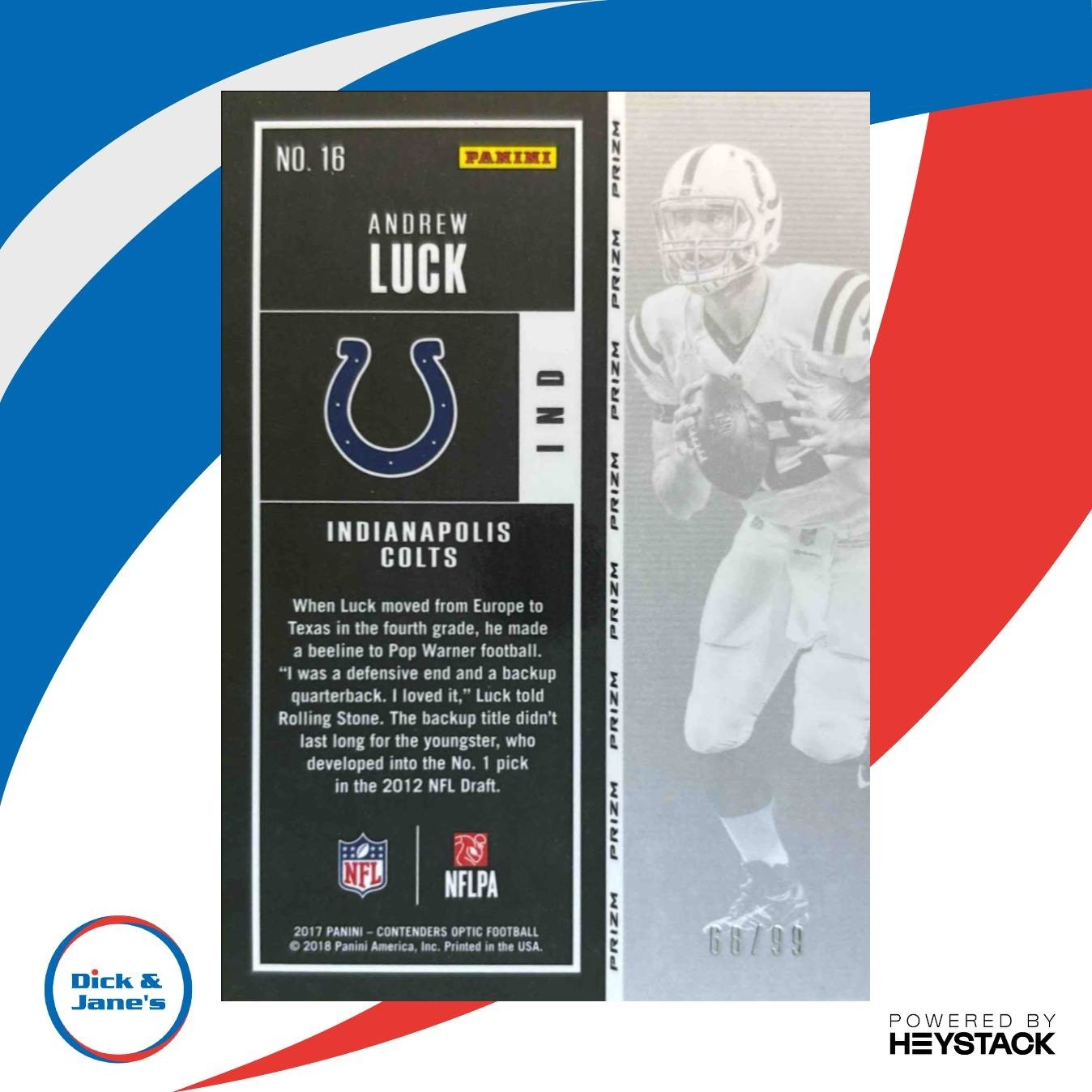 2017 Contenders Optic Andrew Luck Blue 66/99 #16 Season Ticket COLOR MATCH - Sports Cards
