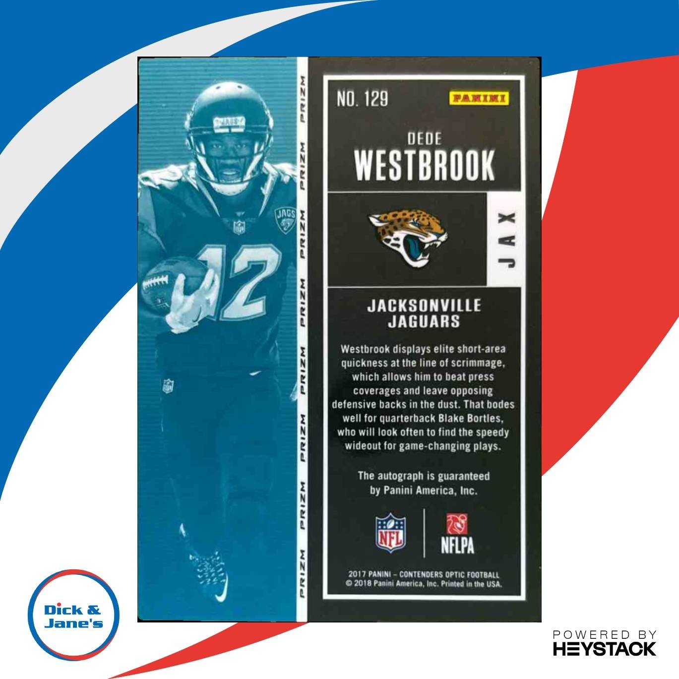 2017 Contenders Optic Dede Westbrook #129 RPS Auto RC Jacksonville Jaguars - Sports Cards
