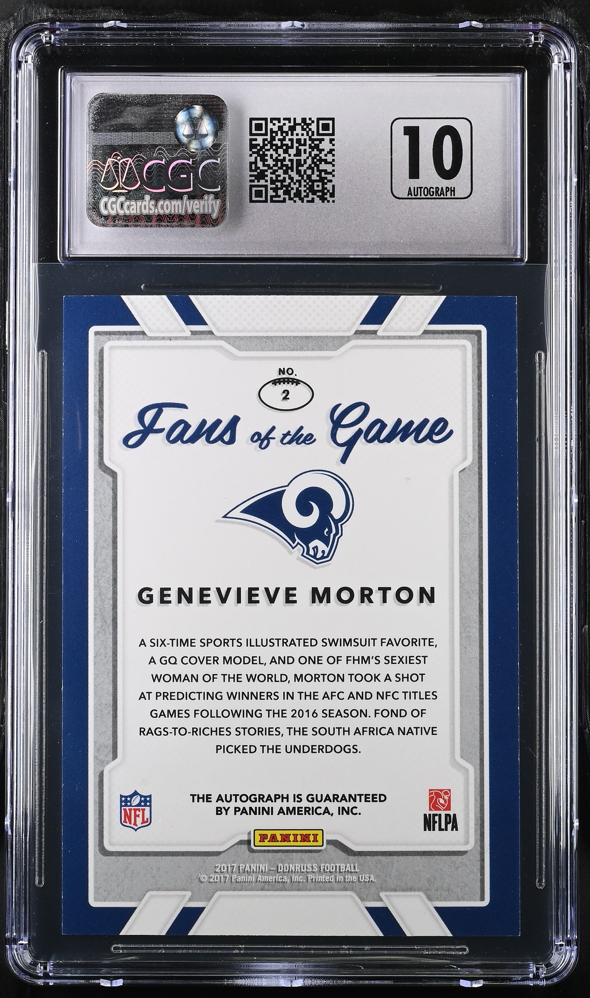 2017 Donruss Fans Of The Game Autographs Genevieve Morton #2 CGC 8.5 - Graded Sports Cards