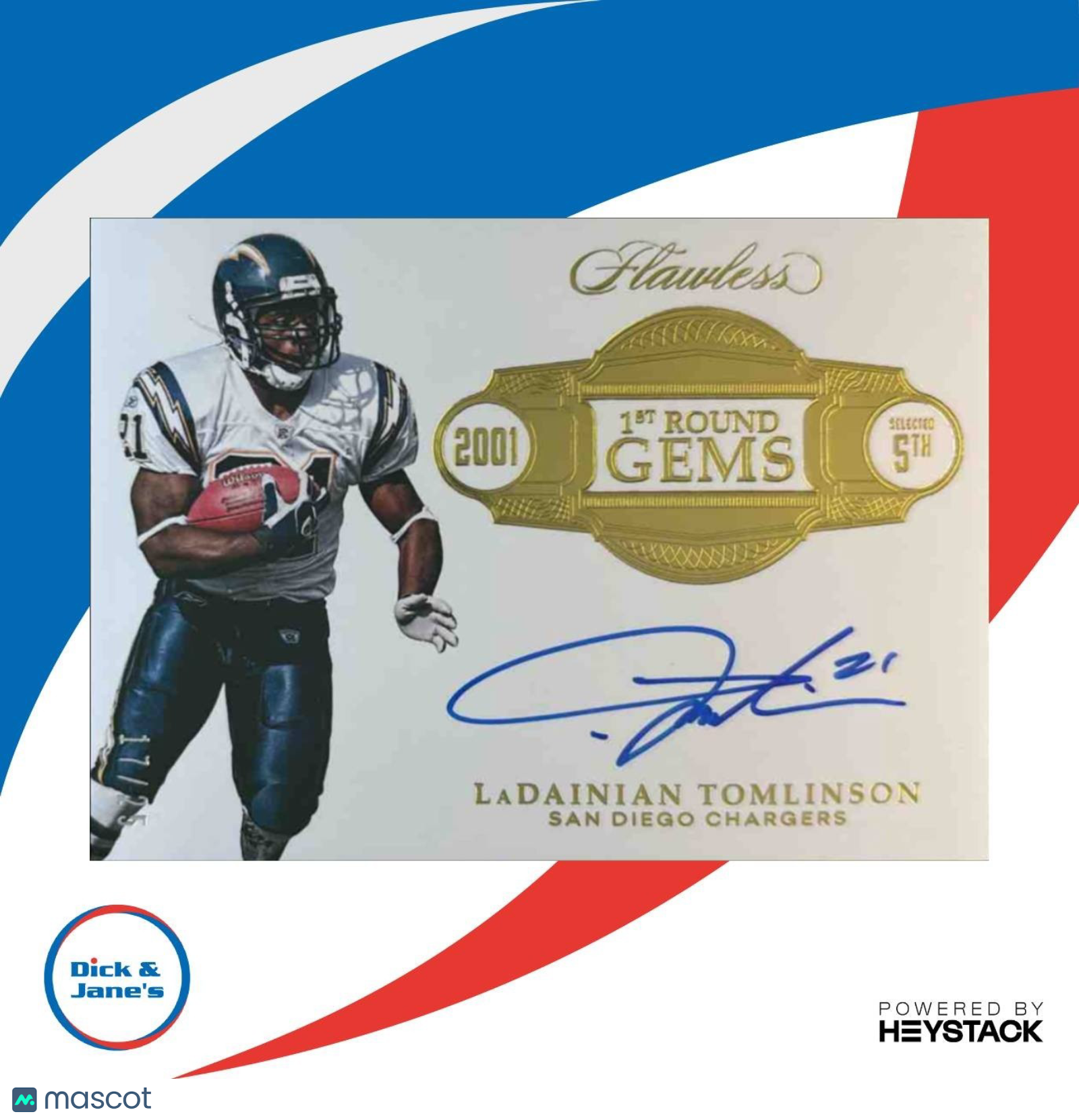 2017 Flawless LaDainian Tomlinson 1st Prospect Round Gems /25 Auto Chargers - Sports Cards