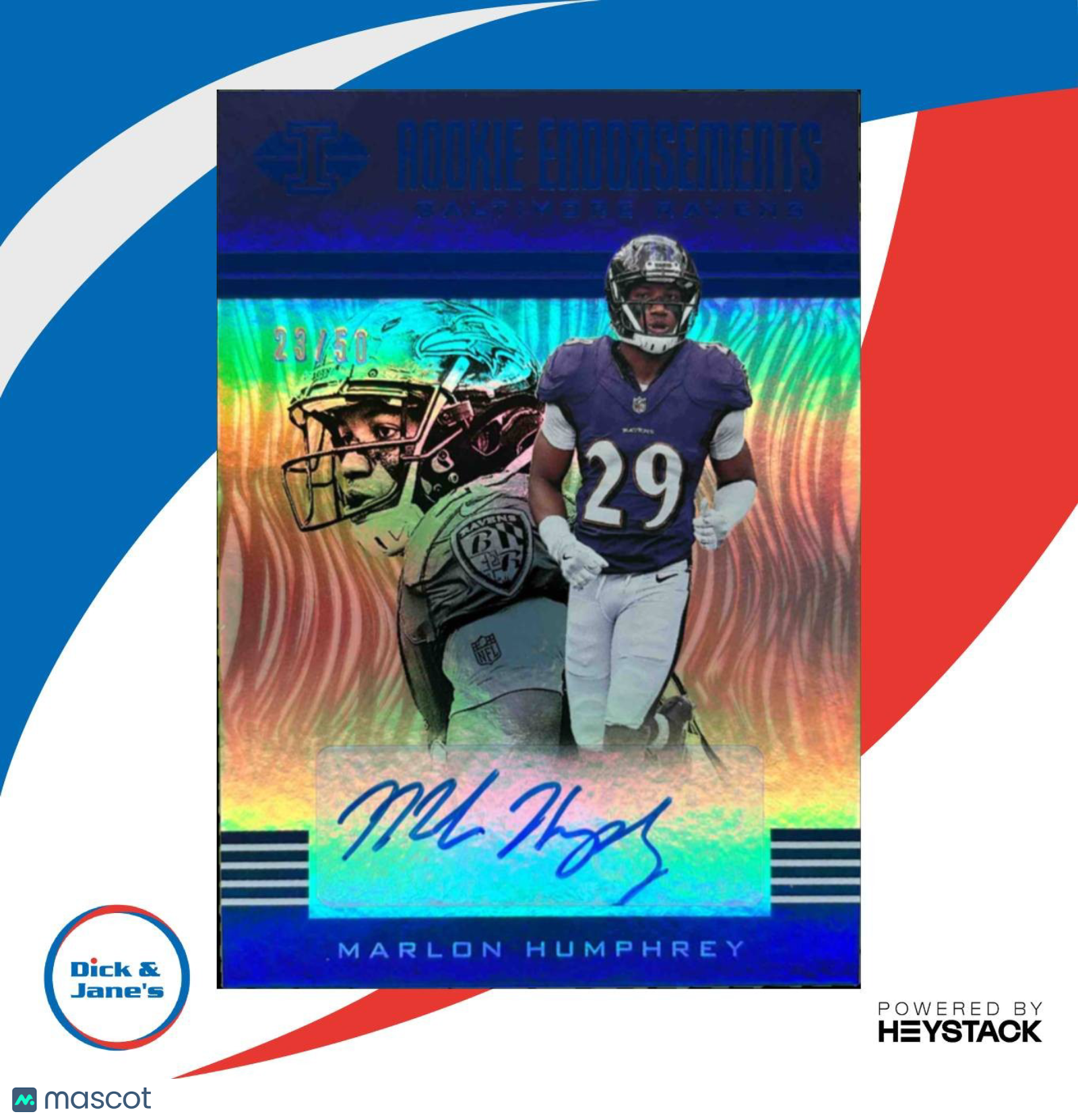 2017 Illusions Marlon Humphrey Rookie Endorsements Blue 23/50 RC Auto Baltimore - Sports Cards