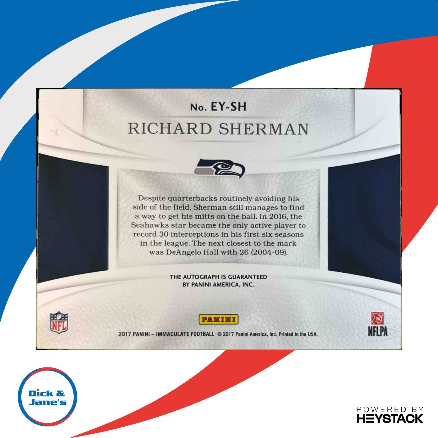 2017 Immaculate Collection Richard Sherman Eye Black Auto /49 Seattle Seahawks - Sports Cards