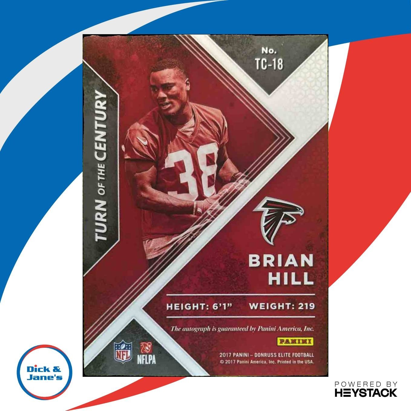 2017 Panini Donruss Elite Brian Hill Turn of the Century Auto /99 RC Falcons - Sports Cards