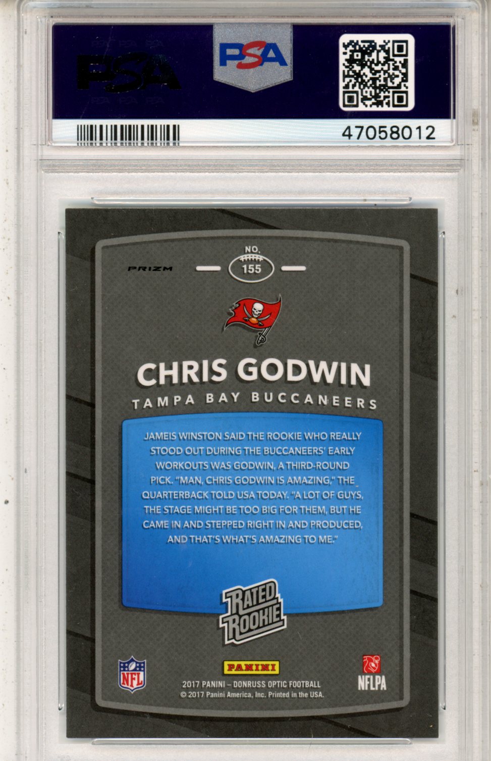 2017 Panini Donruss Optic Chris Godwin Lime #155 PSA 9 - Graded Sports Cards