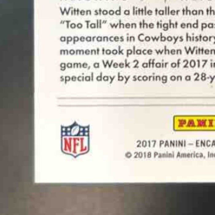2017 Panini Encased Jason Witten #91 Dallas Cowboys - Sports Cards