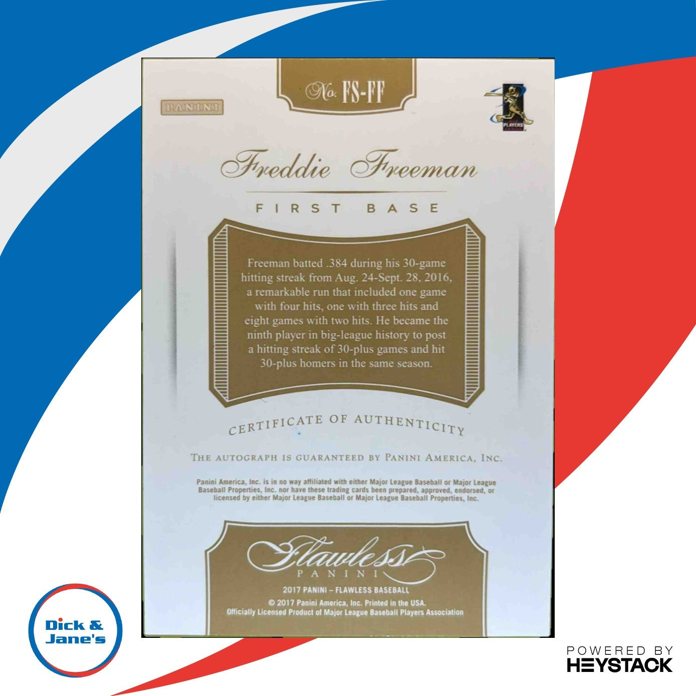 2017 Panini Flawless Freddie Freeman Signatures Ruby 9/20 Auto Atlanta Braves - Sports Cards