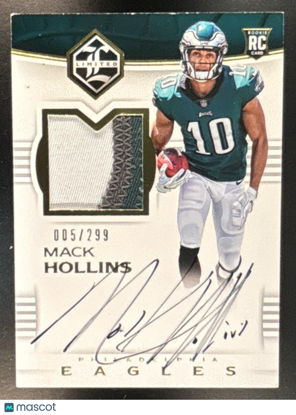 2017 Panini Limited Mack Hollins /299 #130 Patch Auto RC Philadelphia Eagles - Sports Cards